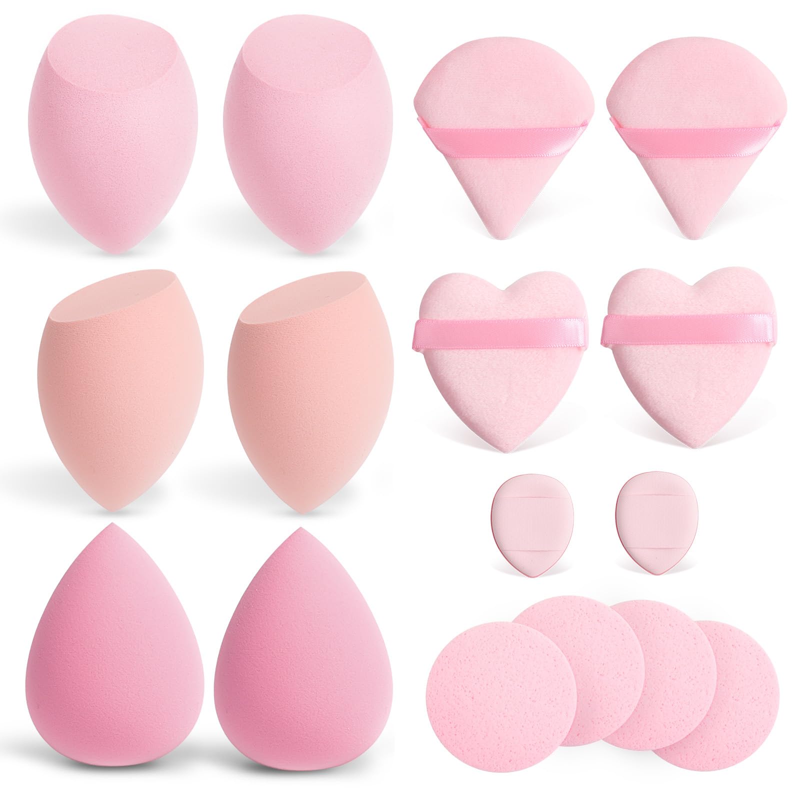 AiQInu 16 stück Make Up Schwamm Set, Makeup Sponge Set, Beauty Sponge für Flüssiges Foundation Puder, Foundation Puff Kosmetik Werkzeug