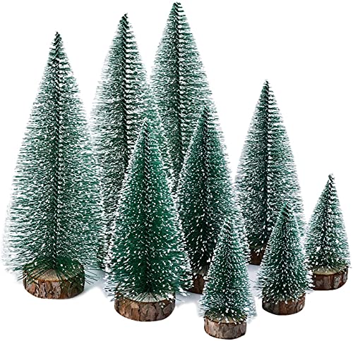 KATELUO 9 Piezas Mini Árbol de Navidad,Nini Árbol de Navidad Artificial,Mini Árbol de Navidad Pequeño con Bases...