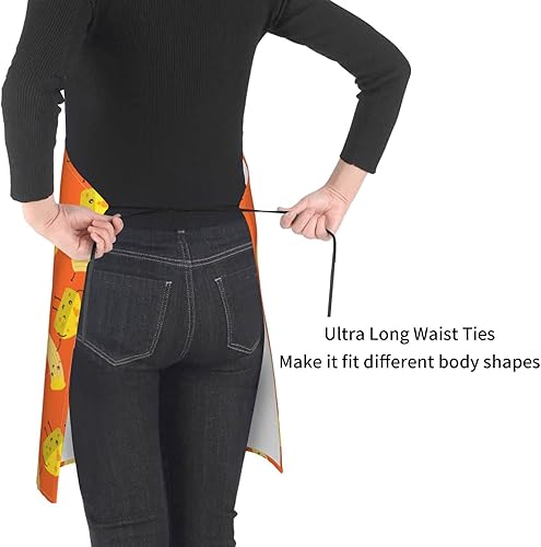 Miniatura 5 de Delantal con babero unisex con diseño de macarrones y queso, impermeable, con 2 bolsillos, Negro -