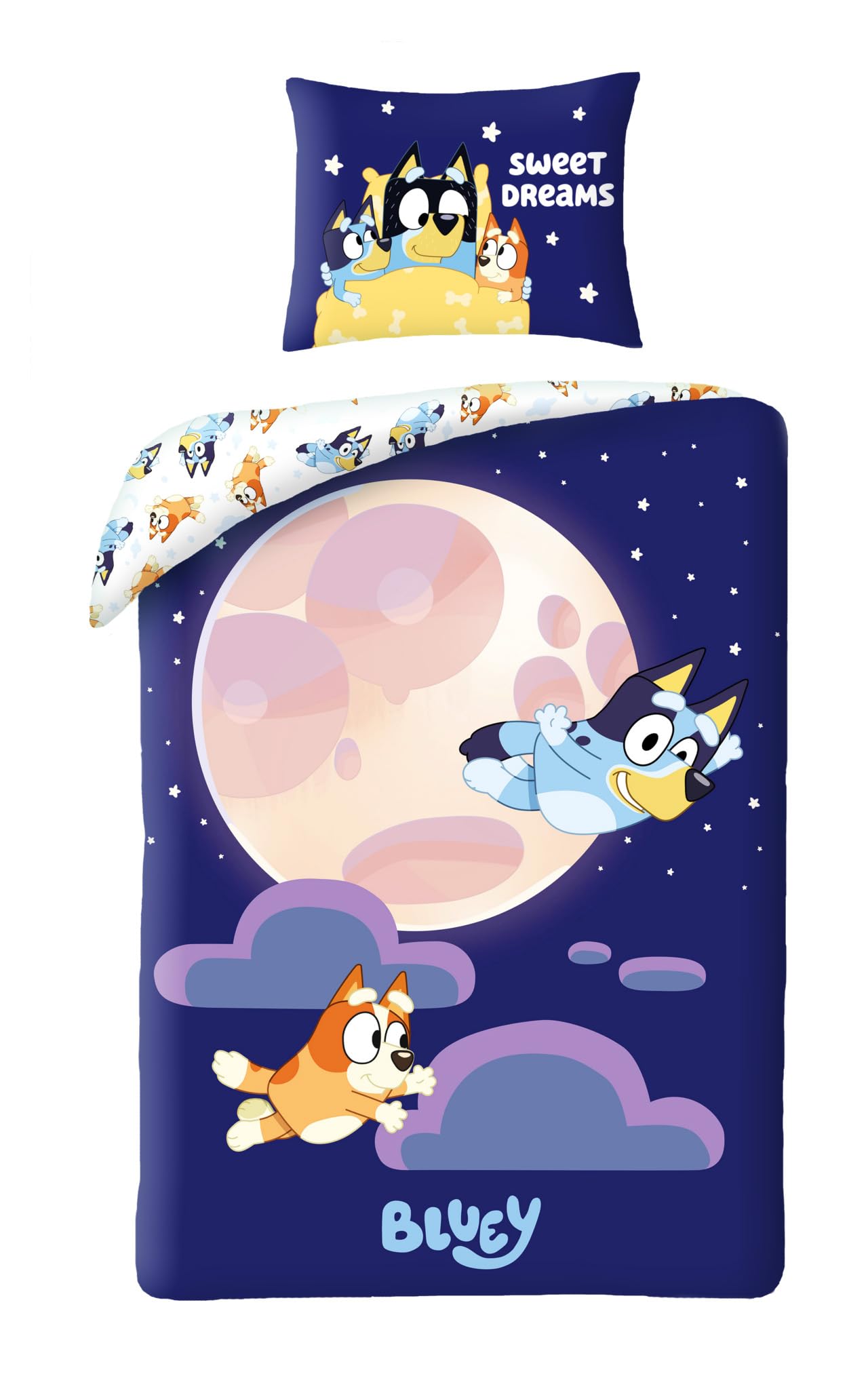 Bluey and Bingo Single Duvet Cover 140x200 + Pillowcase 70x90 Cotton Gift