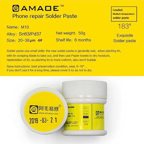 Miniatura 10 de Amaoe M9 Pasta de fundente de soldadura, pasta de soldadura para teléfono móvil, placa base de estaño PCBBGASMD, herramientas de reparación -
