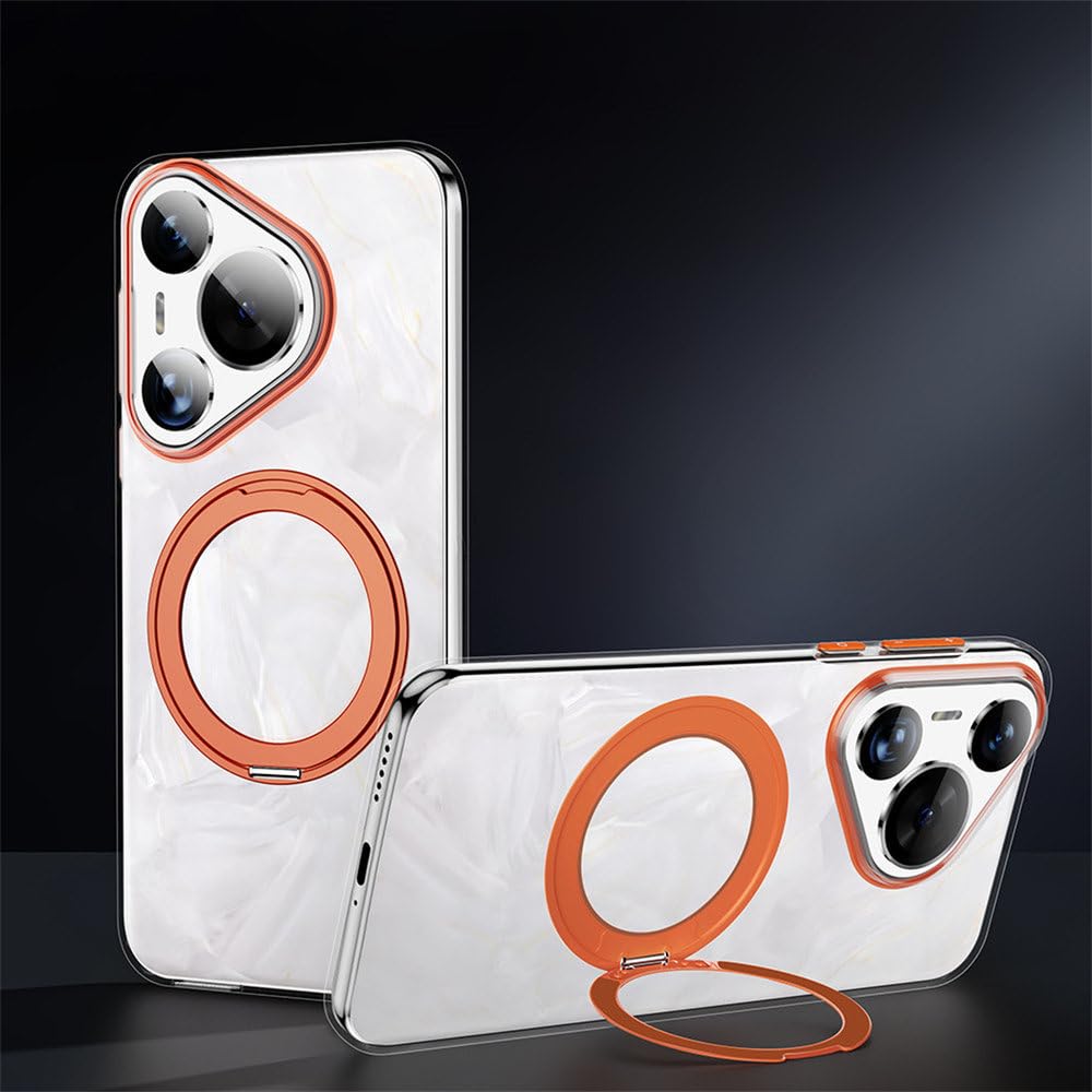 Case For Huawei Pura 70 P70 Pro Plus Pura 70 Ultra 360° Rotation Magnetic Holder Case Camera Protection Clear Phone Cover,orange,For Pura 70 Ultra