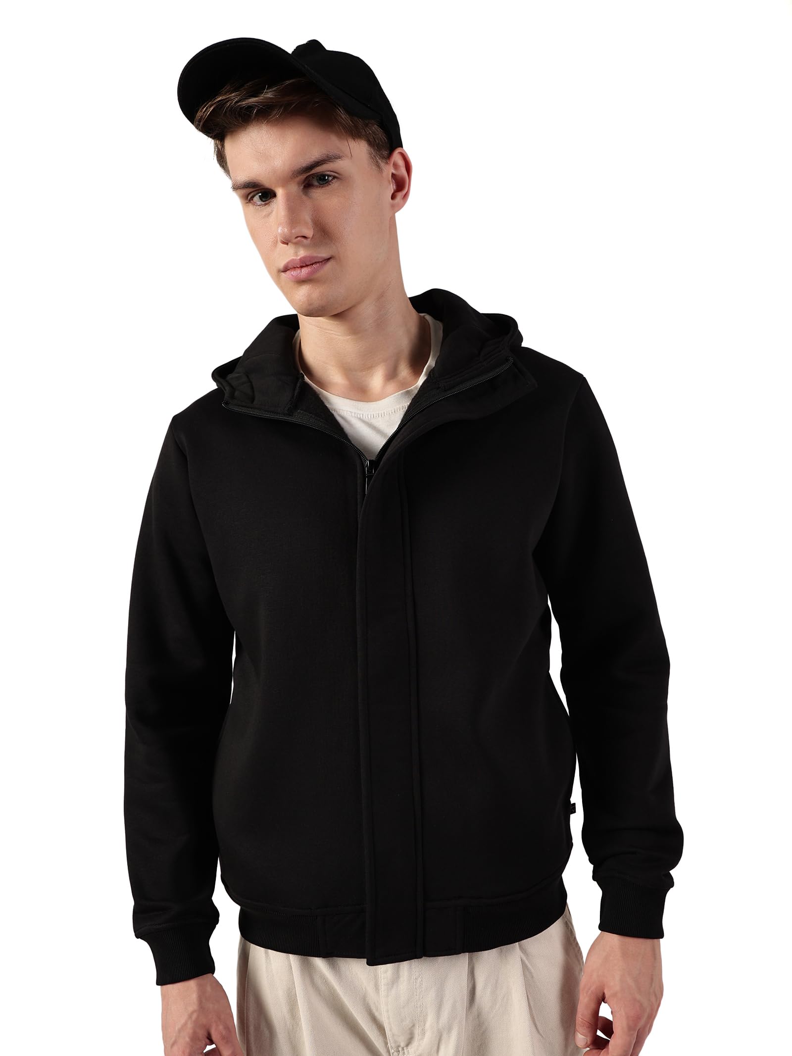 Thomas Scott Men's | Solid | Full Sleeve | Regular Fit | Polyester Elastane | Hooded Collar | Zip Clouser | Hooded Jacket