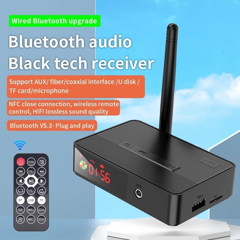 MICROWARE Bluetooth 5.3 Receiver for Home Stereo Systems, Bluetooth to RCA Adapter for Speakers & Streaming Devices, RF Remote Control, NFC/Optical/Coaxial/RCA/AUX/TF Card/Udisk 5 6128KeXfeyL