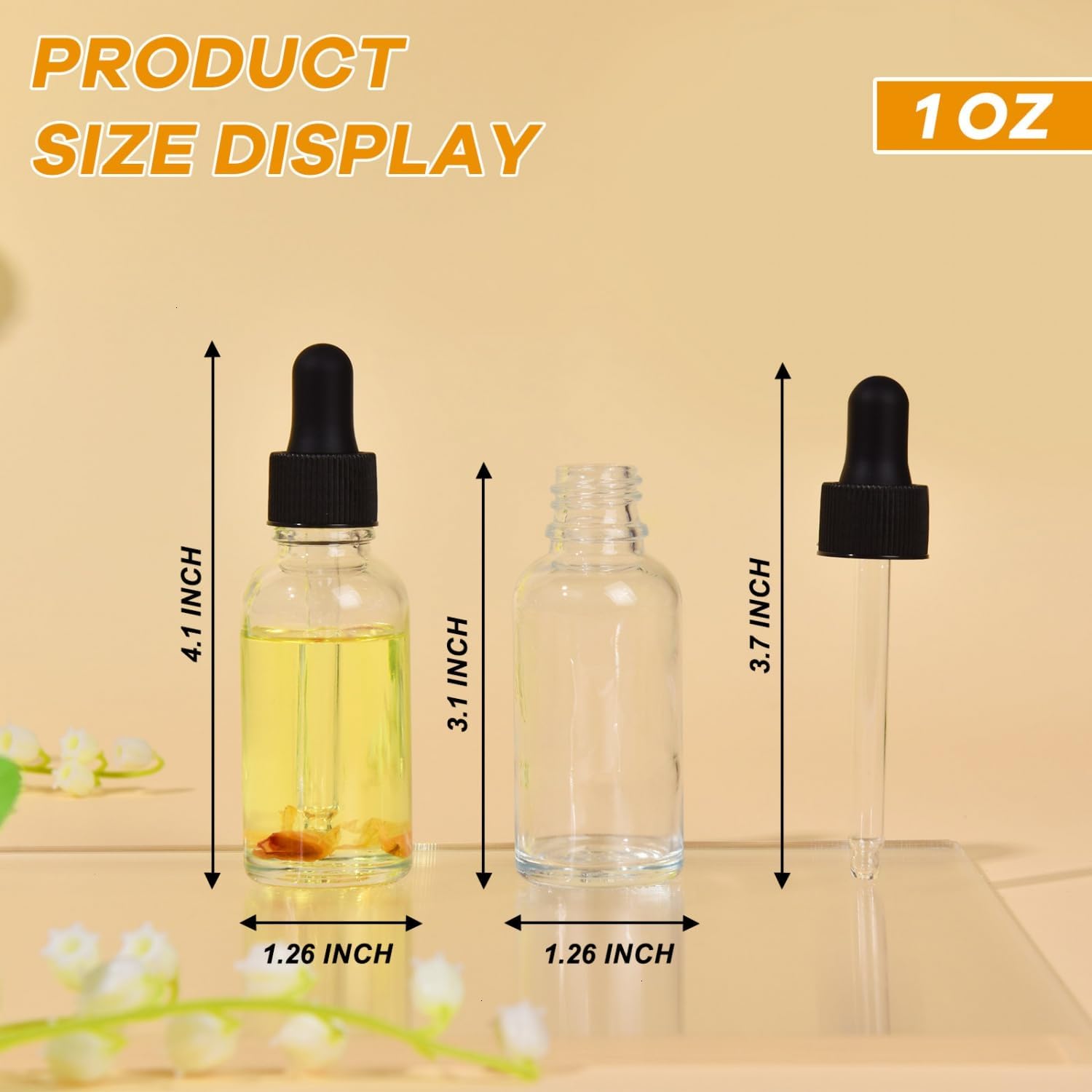 YoleShy 1oz Glass Dropper Bottle (50, Clear)