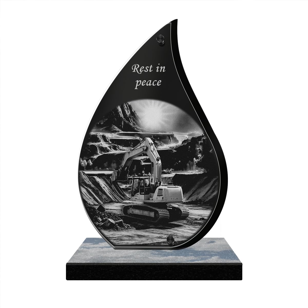 ETERNEL - Personalized Memorial Plaque Glow - BTP, Mason, Worker, Construction Machine - Customizable text, laser-engraved memorial plaque for tribute, funeral plaque, tombstone, ceremony