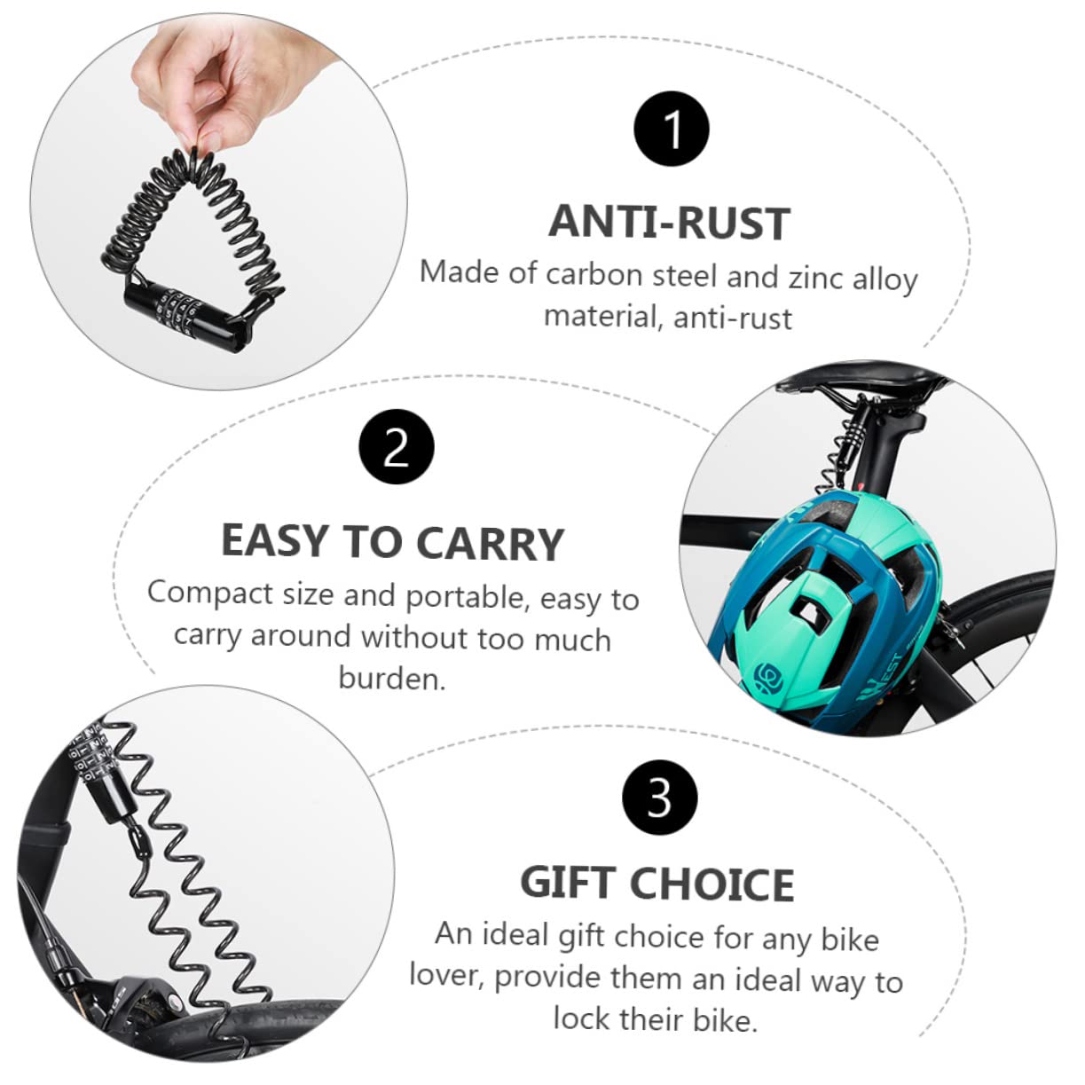 POPETPOP Cable Lock for Bike Helmet Password-Protected Compact Size 145cm Cable Length for Easy Locking Unlocking Theft-Proof Lock for Bike Enthusiast