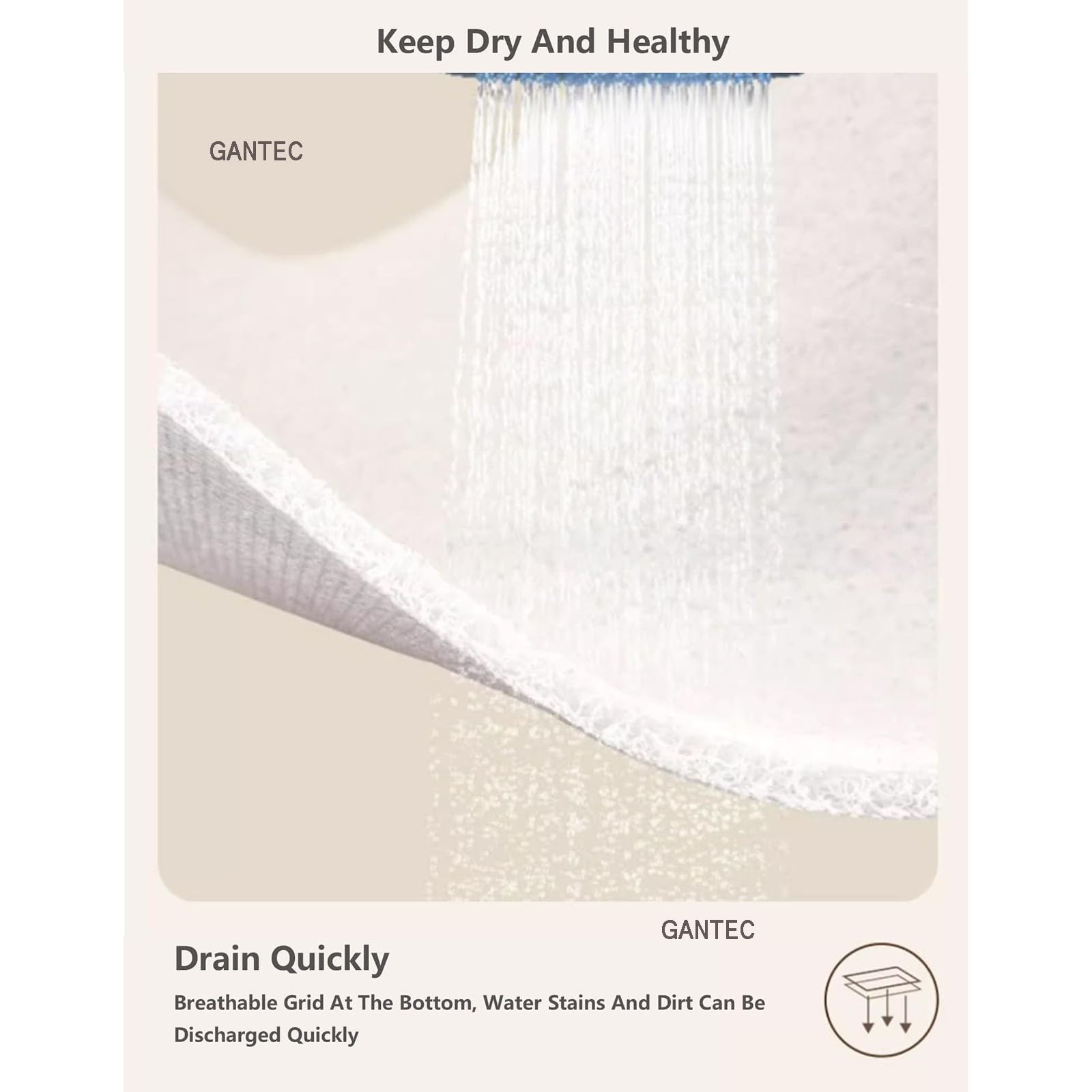 Tapis De Bain Antidérapant Triangle Pour Douche D'Angle - Séchage Rapide 90x90cm