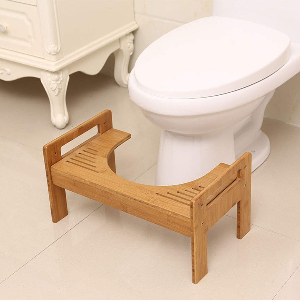 Taburete de inodoro ajustable de madera de bambú natural antideslizante superficie taburete de ducha adultos 45,5 x 24,5 x 28 cm (color: A, tamaño: 45,5 x 24,5 x 28 cm)