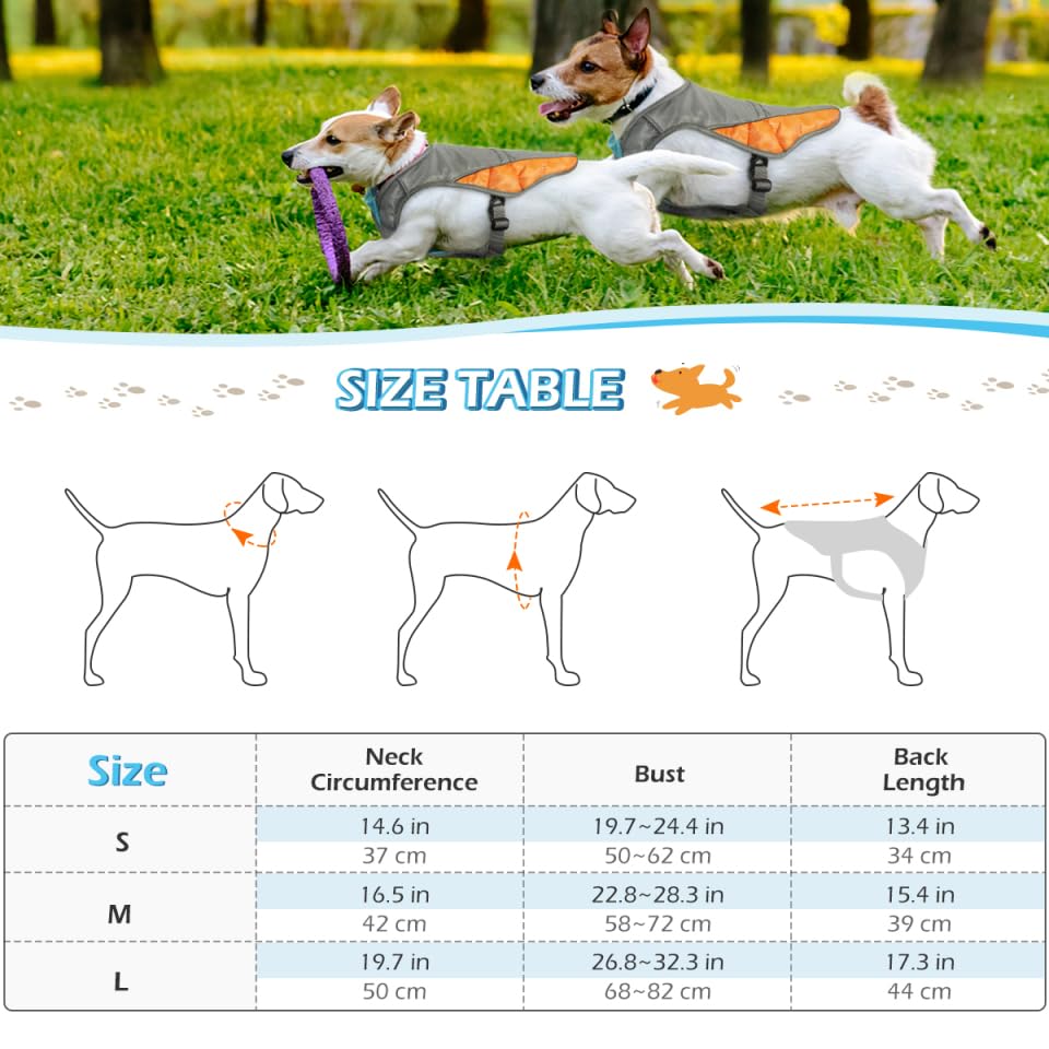 KühlWeste für Hunde - reflektierend Kühlgeschirr für kleine mittlere und große Hunde für Aktivitäten draußen, Wandern, Training