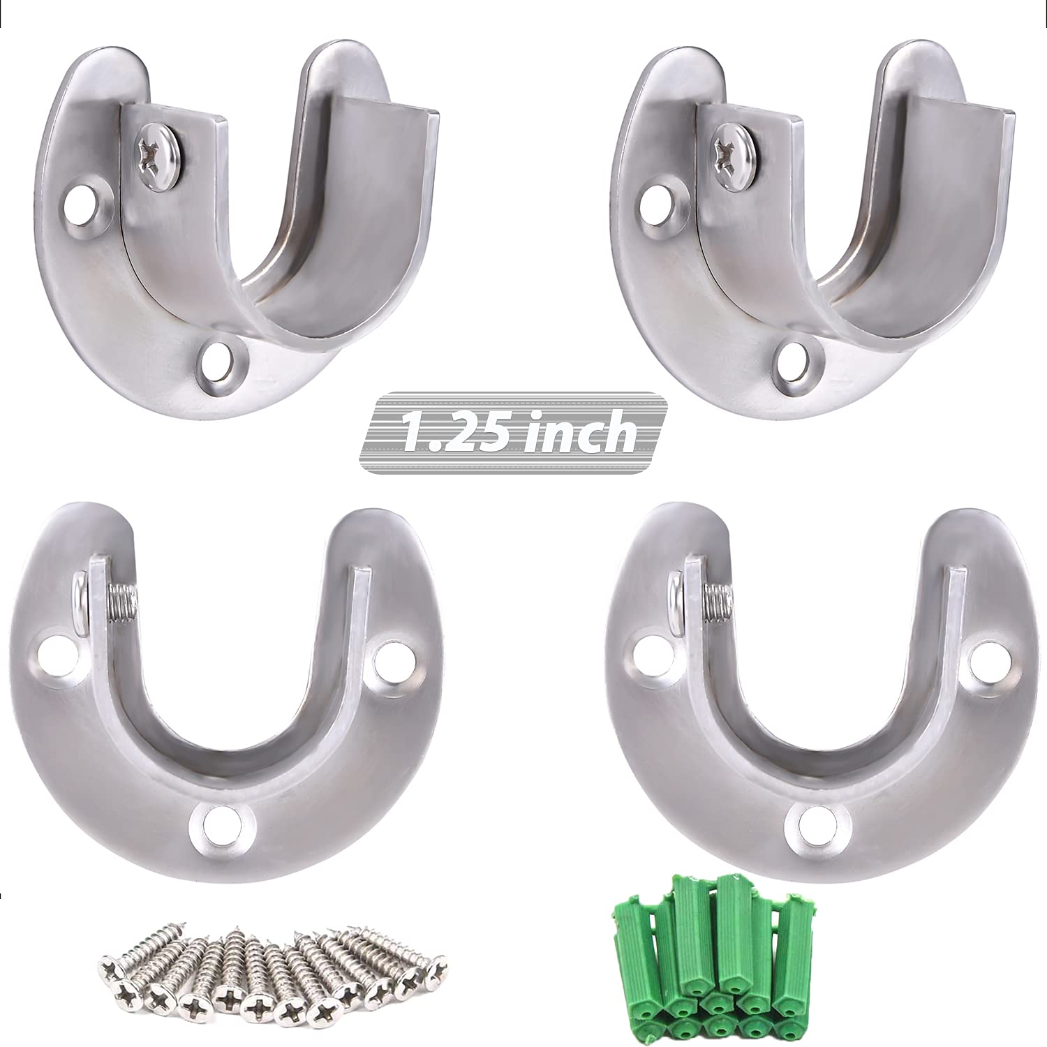 Buy COTTAGE LIFE 4Pcs Curtain Rod Holders Brackets Heavy Duty Stainless
