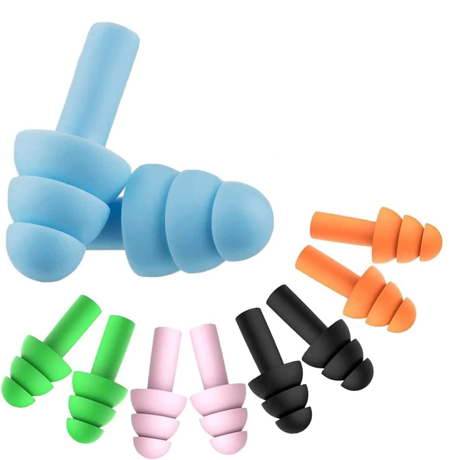 Reusable Silicone Earplugs, 5 Pairs of Noise Reduction Ear Plugs, Suitable for Sleeping, Swimming, Snoring, Concerts, Airplanes, Travel,work