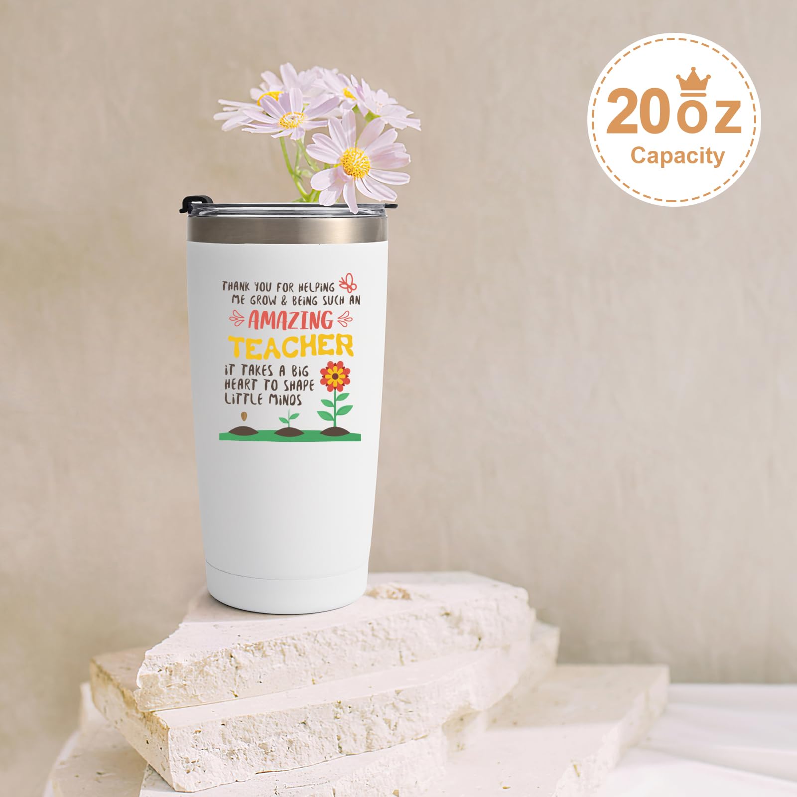 Livole Tazza Termica Per Insegnanti 600 Ml - Acciaio Inox 304 A Doppia Parete - Regalo Di Natale O Addio Con Frase