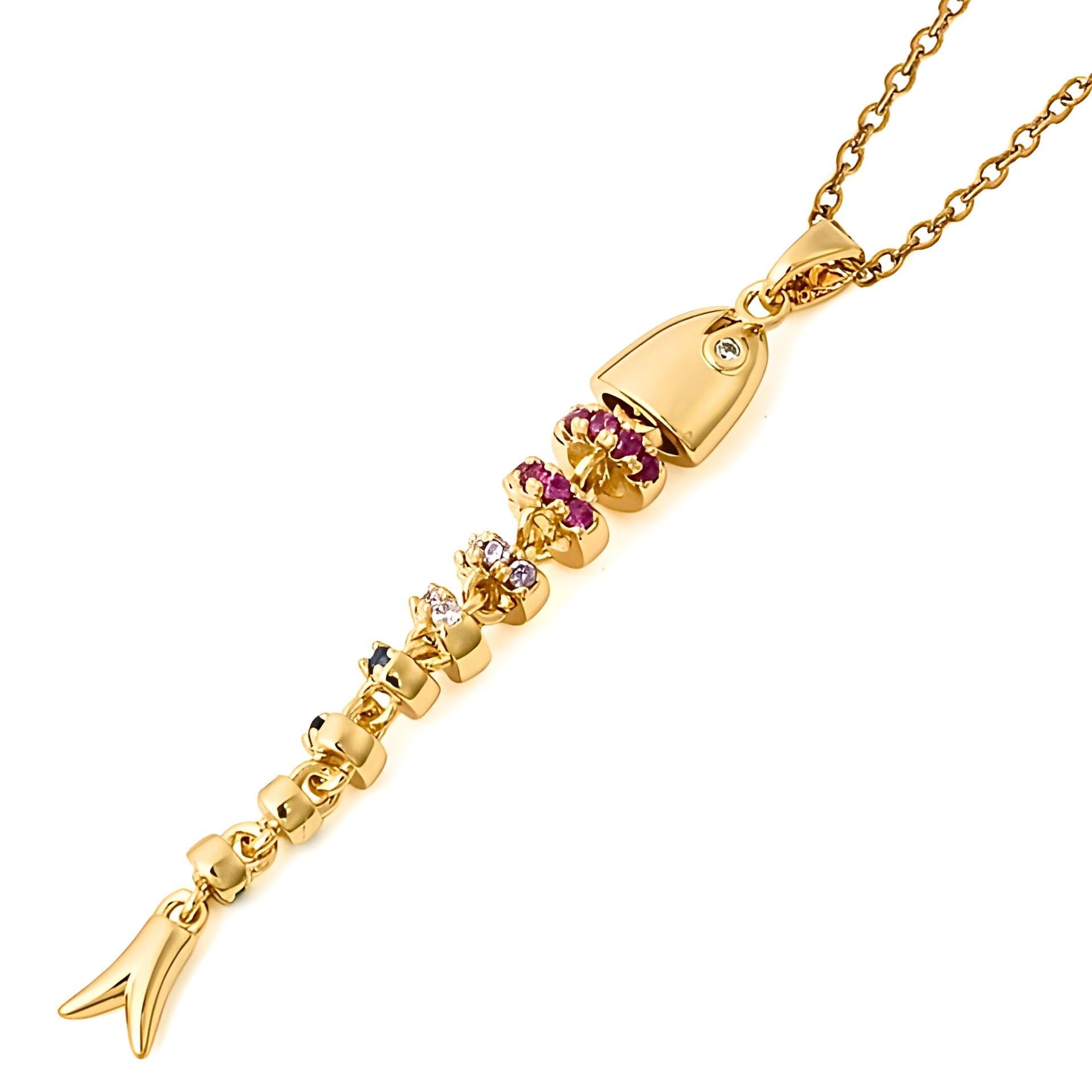 Sardine-Core Trend Inspired 18K Real Gold Plated 'Marina Muse' Multicolour Crystal Studded Fish Pendant Necklace with Chain for Women & Girls | Jewellery Gift for Birthday, Anniversary, Friendship, Special Occasions (NK1538) 1 Pc-image-42