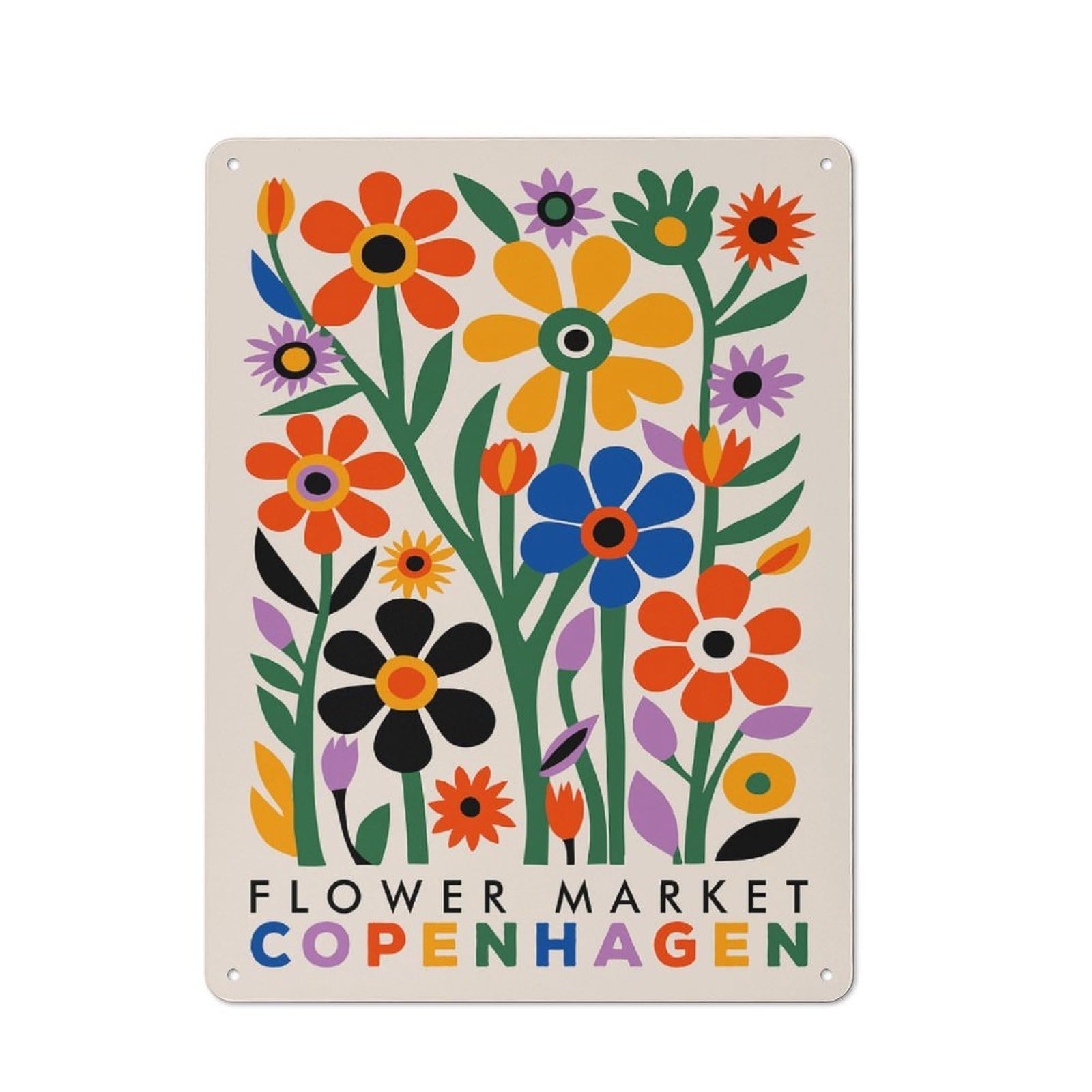 Junmoney Style-20 Outdoor Room Shed Metal Sign 40X30cm Featuring Flower Market Copenhagen, Utility Space Decor For Patio Bar, Workshop, Shed Or Kitchen