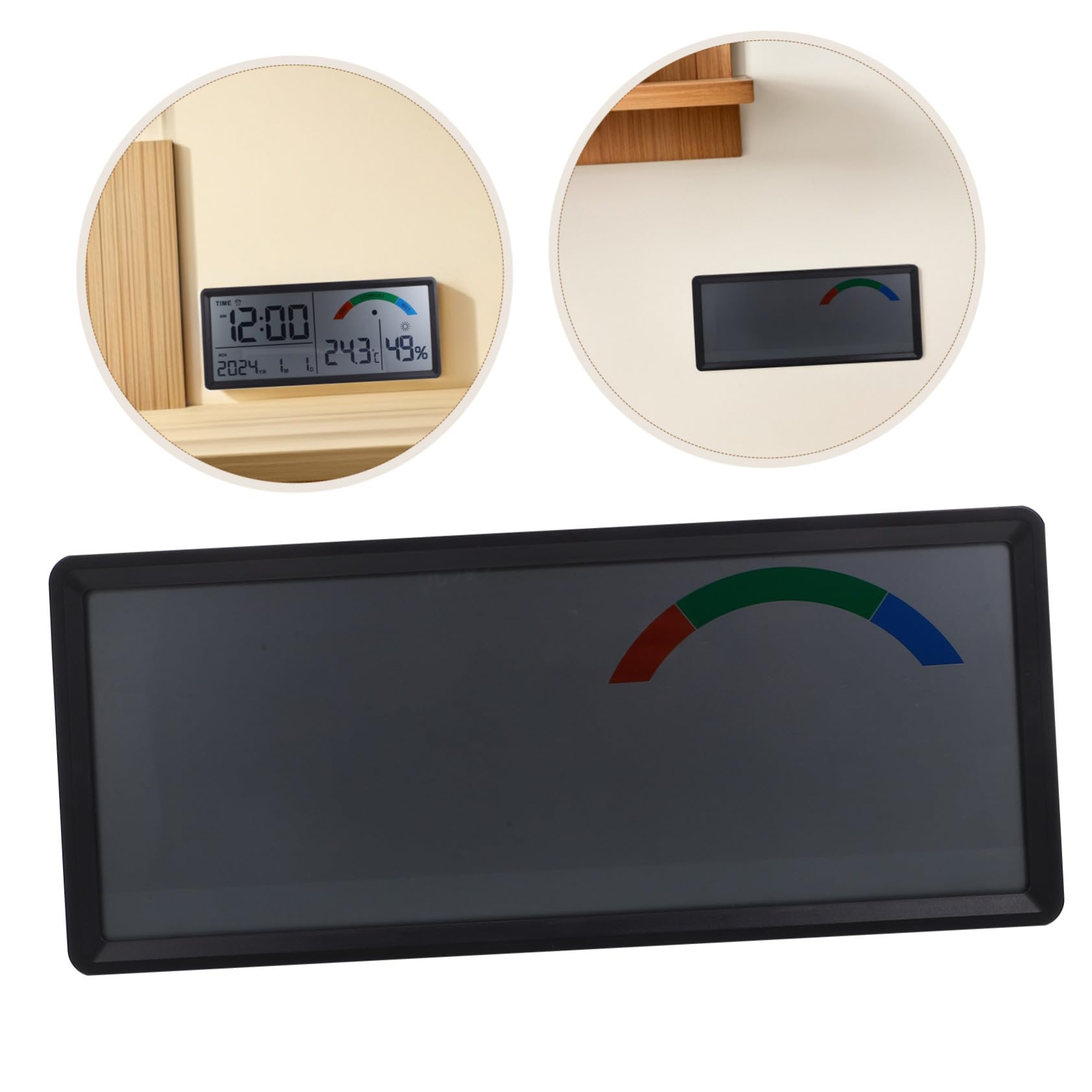 ULTECHNOVO Große Digitale LCD Wanduhr mit Alarm und Feuchtigkeitsmessgerät | Schwarzes Abs Gehäuse, 4 Aa Batterien, für Schlafzimmer und Büro, Klare Anzeige für Senioren
