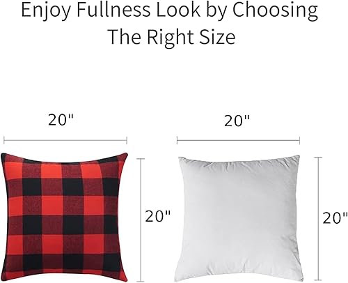 Miniatura 5 de Volcanics Juego de 2 fundas de almohada de Navidad de 20 x 20 pulgadas, fundas de almohada clásicas a cuadros cuadrados, fundas de almohada