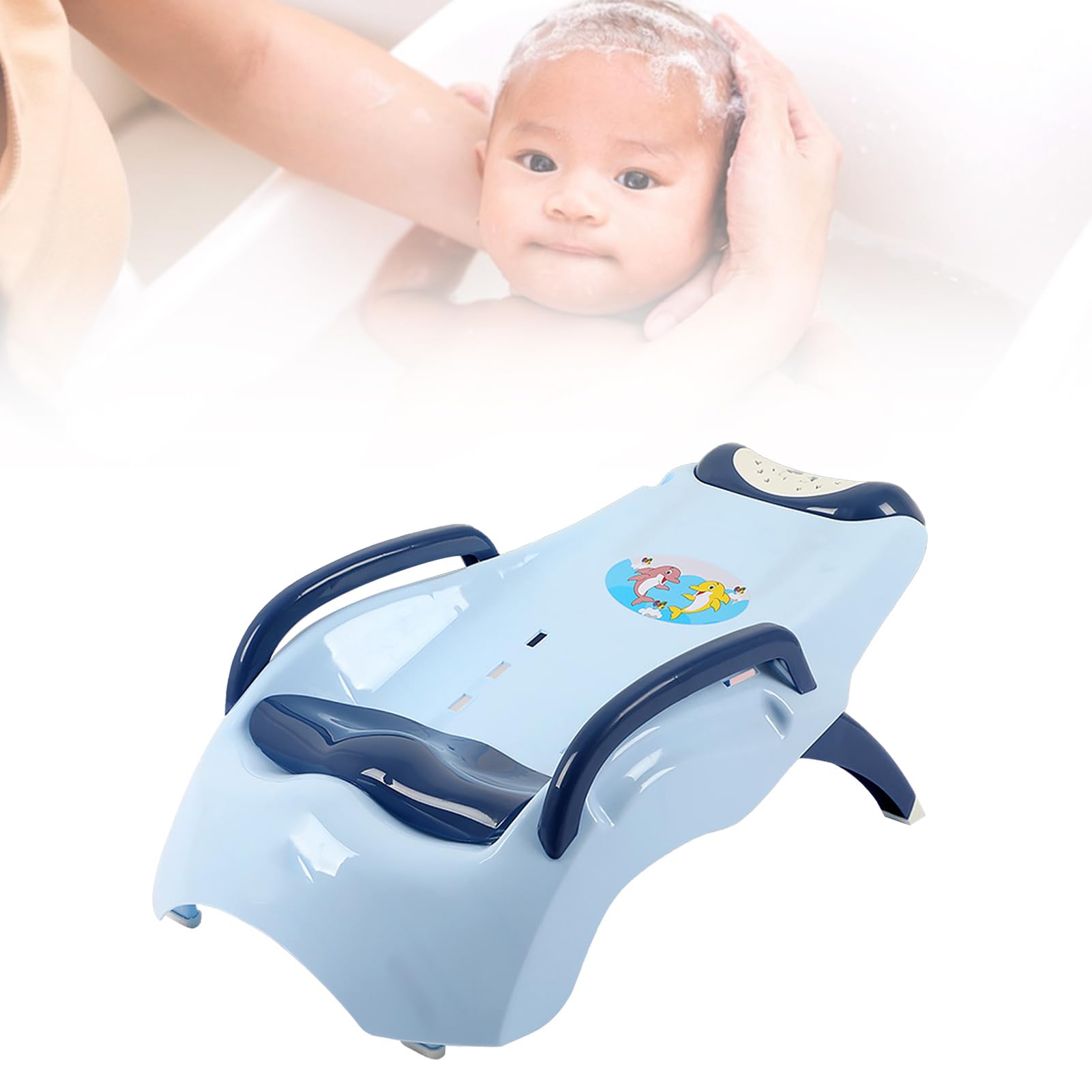 Generic Odżywka do Włosów dla Głowy Malucha Składany Fotel do Mycia Włosów w Salonie Ergonomiczne łóżko Szamponowe z Materiałem Polipropylenowym [oszczędność miejsca] (BLUE)