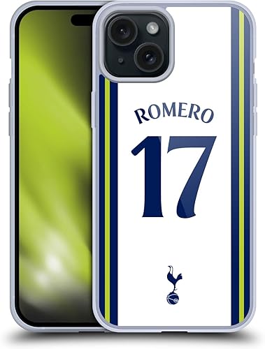 Head Case Designs Officially Licensed Tottenham Hotspur F.C. Cristian Romero 202223 Players Home Kit Soft Gel Case Compatible with Apple iPhone 15