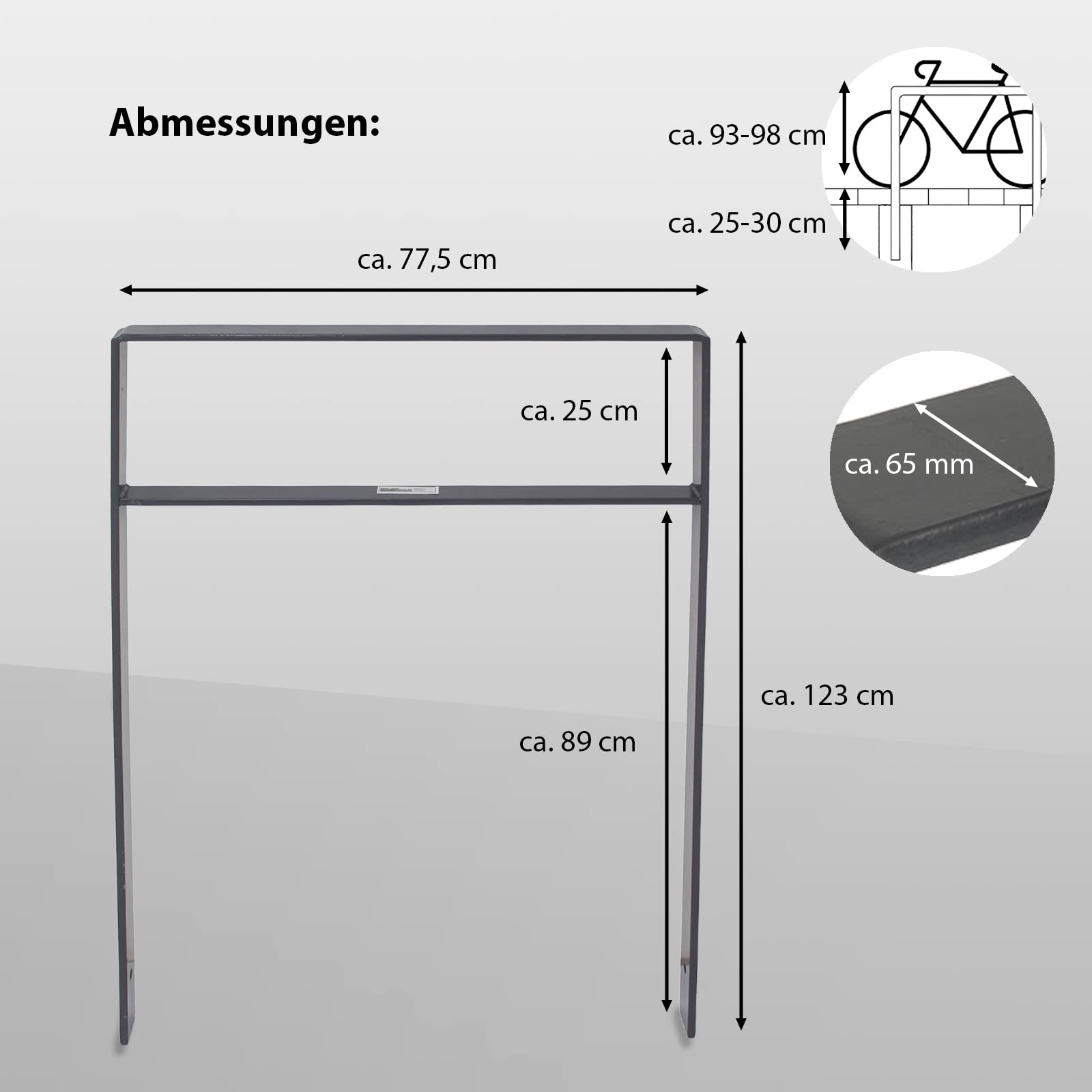 TRUTZHOLM 2x Fahrradanlehnbügel 123x77cm Einbetonieren Flachstahl Anthrazit