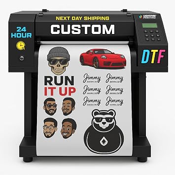 Custom DTF Transfer Your Logo Iron-On Decal for T-Shirts, Hats, Pants & More Heat Transfer Sticker, Ready to Press, Multiple Sizes