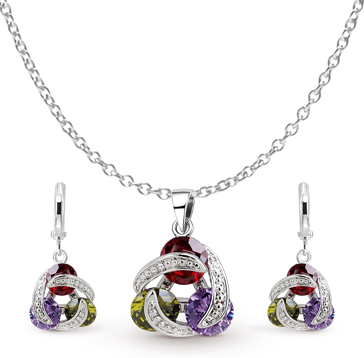 Crystalline Azuria Juegos de Joyas para Mujeres y Niñas Juegos de Joyas Boda Collar y Pendientes para Esposa Novia Joyería