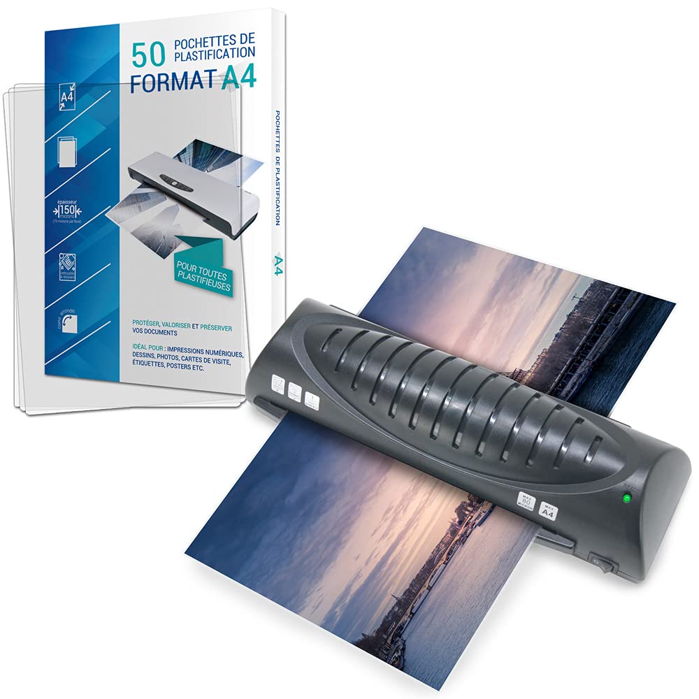Plastificatrice A4 A5 A6 A7 compatta e veloce con 50 buste A4