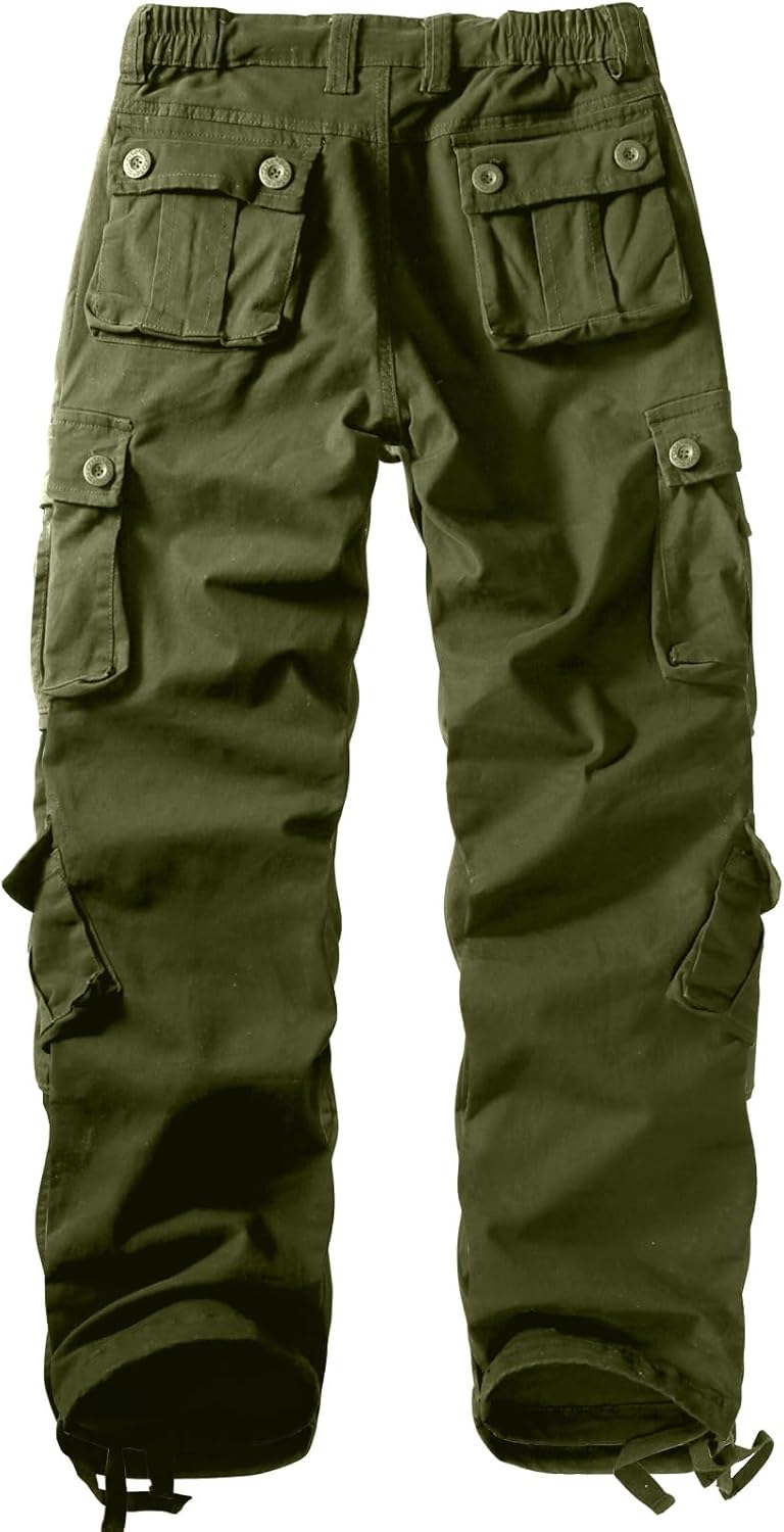 Sobrisah Women Mid-Rise Cargo Pants Heavy Cotton Casual Pants 8 Pockets Regular Fit/Plus Size Military Work Trousers - Image 3