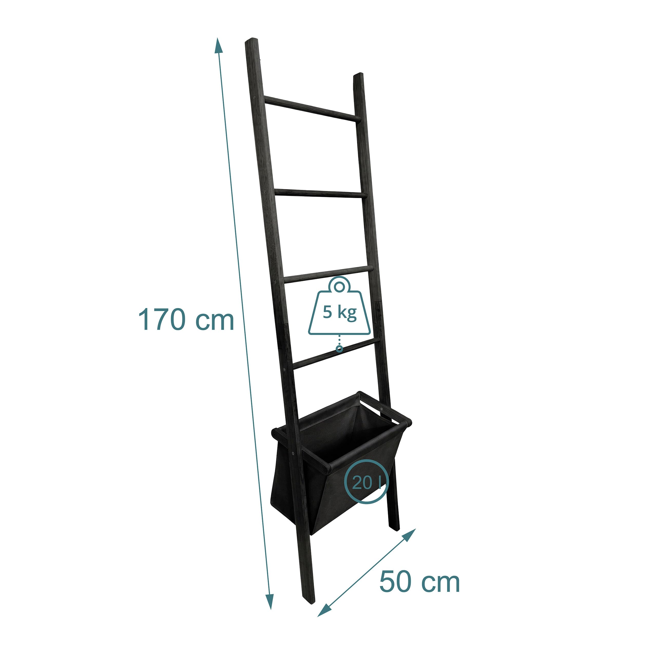 Relaxdays Escalera toallero de 4 peldaños, Nogal y Negro
