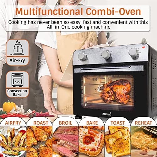 MaxxHome Mini-Backofen - Heißluft Mini Ofen - Heissluftfritteuse - Heißluftofen mit Einstellbare Temperatur - Backbleche + Grillrost - Kapazität 28L - 1600 W – Bild 4