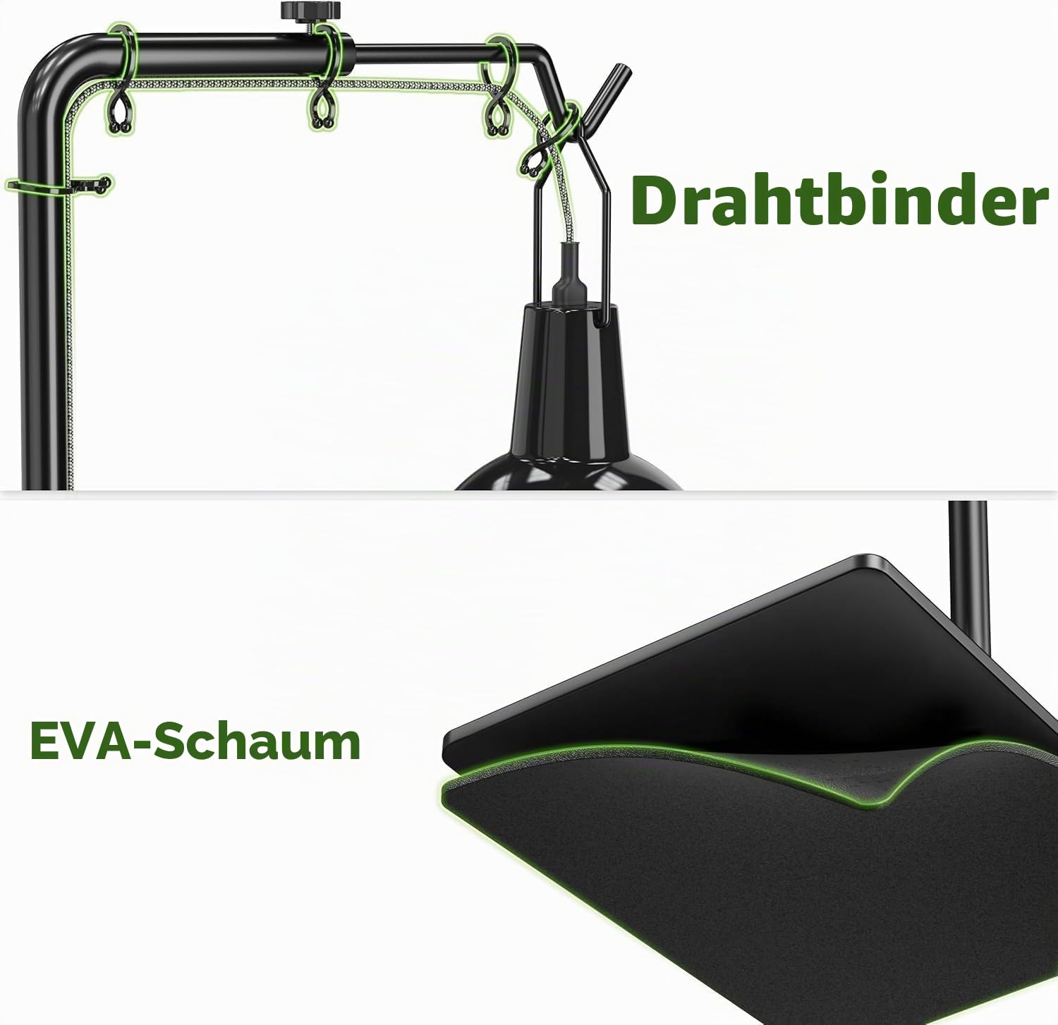 Josmimic Reptilien-Wärmelampenständer, verstellbar, 45,7 cm - 81,3 cm: Lichthalterhalterung mit schwerem Sockel für Bartagamen, Schildkröte, Schlange, Eidechse - Terrarium-Heizkuppellampen für Tank