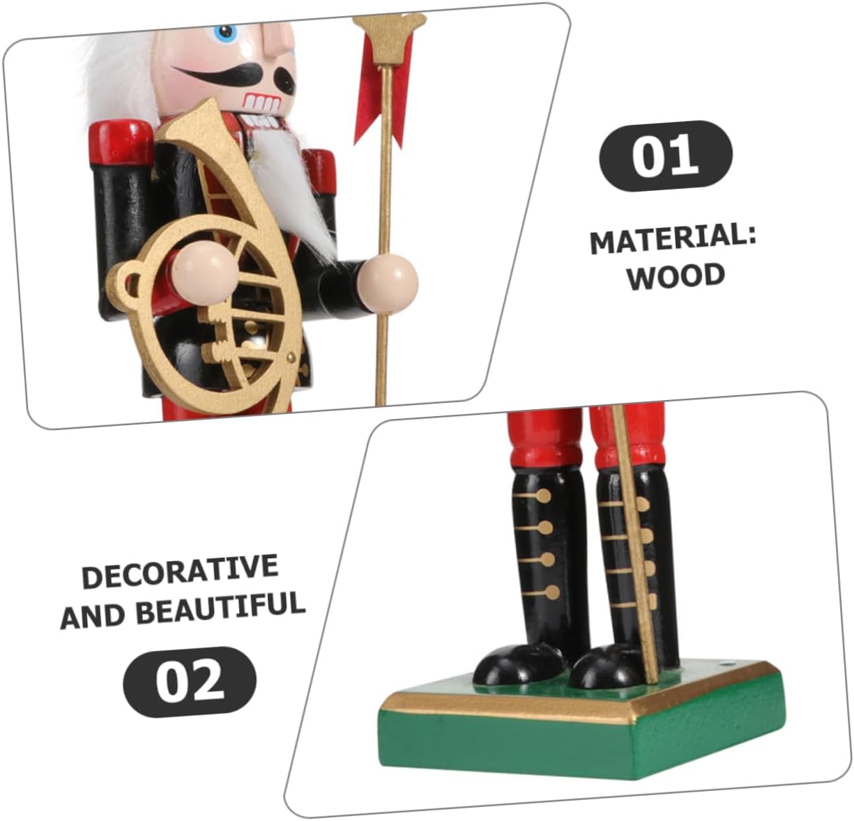 Cabilock 2pcs Wooden Nutcracker Ornament Adorable Christmas Nutcracker Crafts for Festive Home Decor Compact Design for Tables and Shelves and Colors