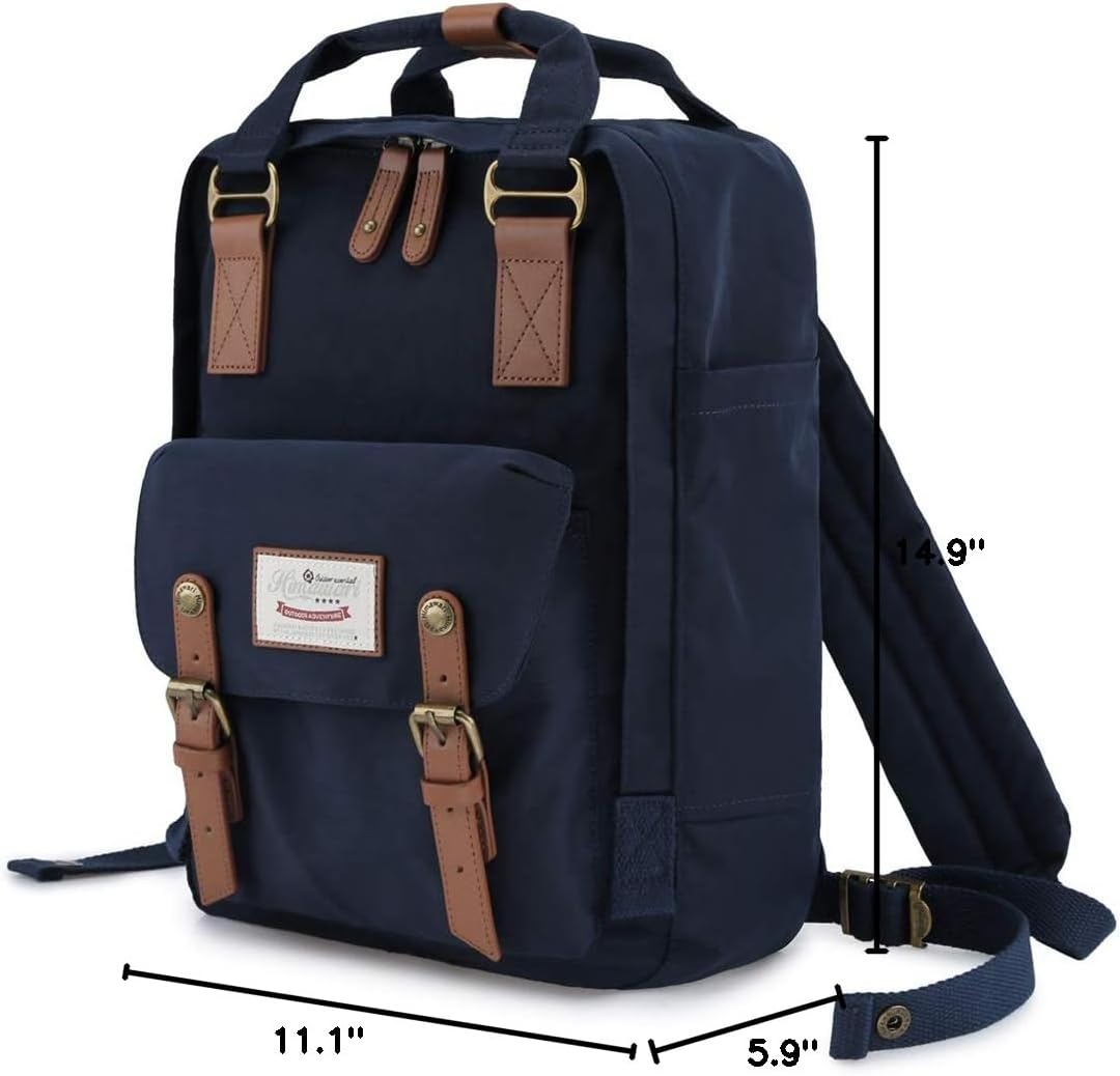 Himawari Backpack/Travel Backpack for Women 14.9" College Vintage Waterproof Bag ， Work Backpack for 14inch Laptop (HIM-28#Dark blue)