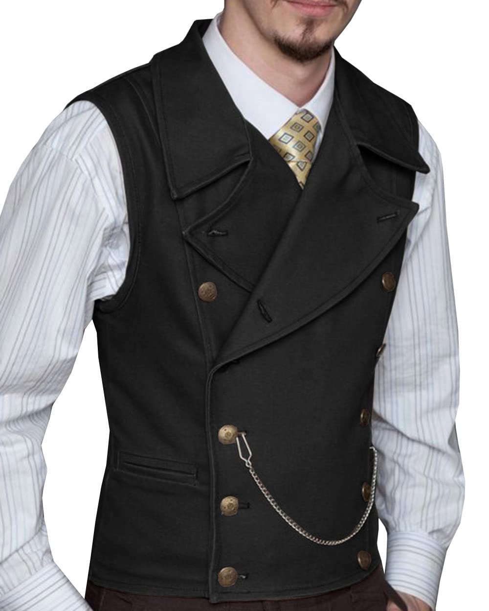 Ceehuteey Mens Suit Suede Double Breasted Vest Classic Groomsmen Wedding Waistcoat Leather Big Lapel