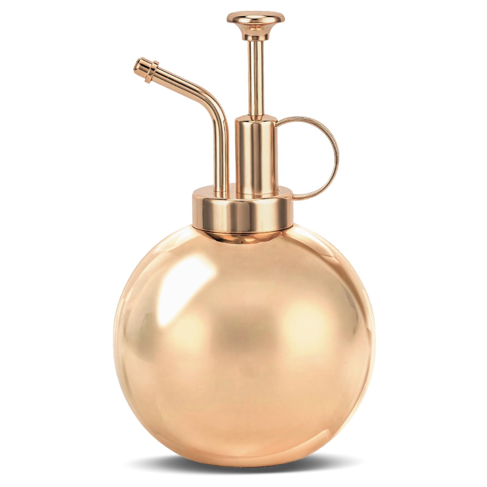 Niboow Stainless Steel Plant Mister Watering Can, 500ml Metal Small Spherical Vintage Spray Bottle, Fine Mist Garden Flower Sprayer Watering Can for Indoor Outdoor Succulent House Plant (RoseGold)