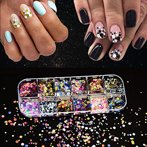 EBANKU 7 Boxen Nagel Pailletten Glitter Runde, ultradünne bunte Festival Gesicht Körper Haar Nail Art Glitter Aufkleber… – Bild 6