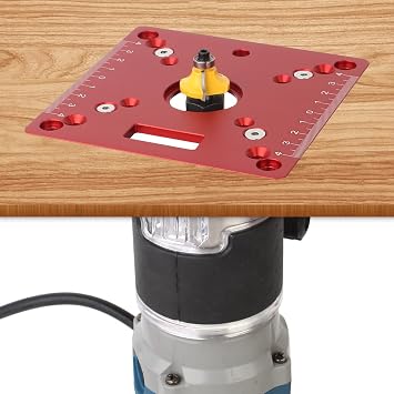 Aluminium Router Table Insert Plate,Mini Square Woodworking Benches Router Flip Plate,Multifunctional Trimming Engraving Table,055Red