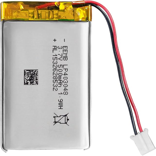 EEMB 3.7V Lipo Battery 500mAh 403048 Lithium Polymer ion Battery Rechargeable Lithium ion Polymer Battery with JST Connector (UL Certified for Cell)