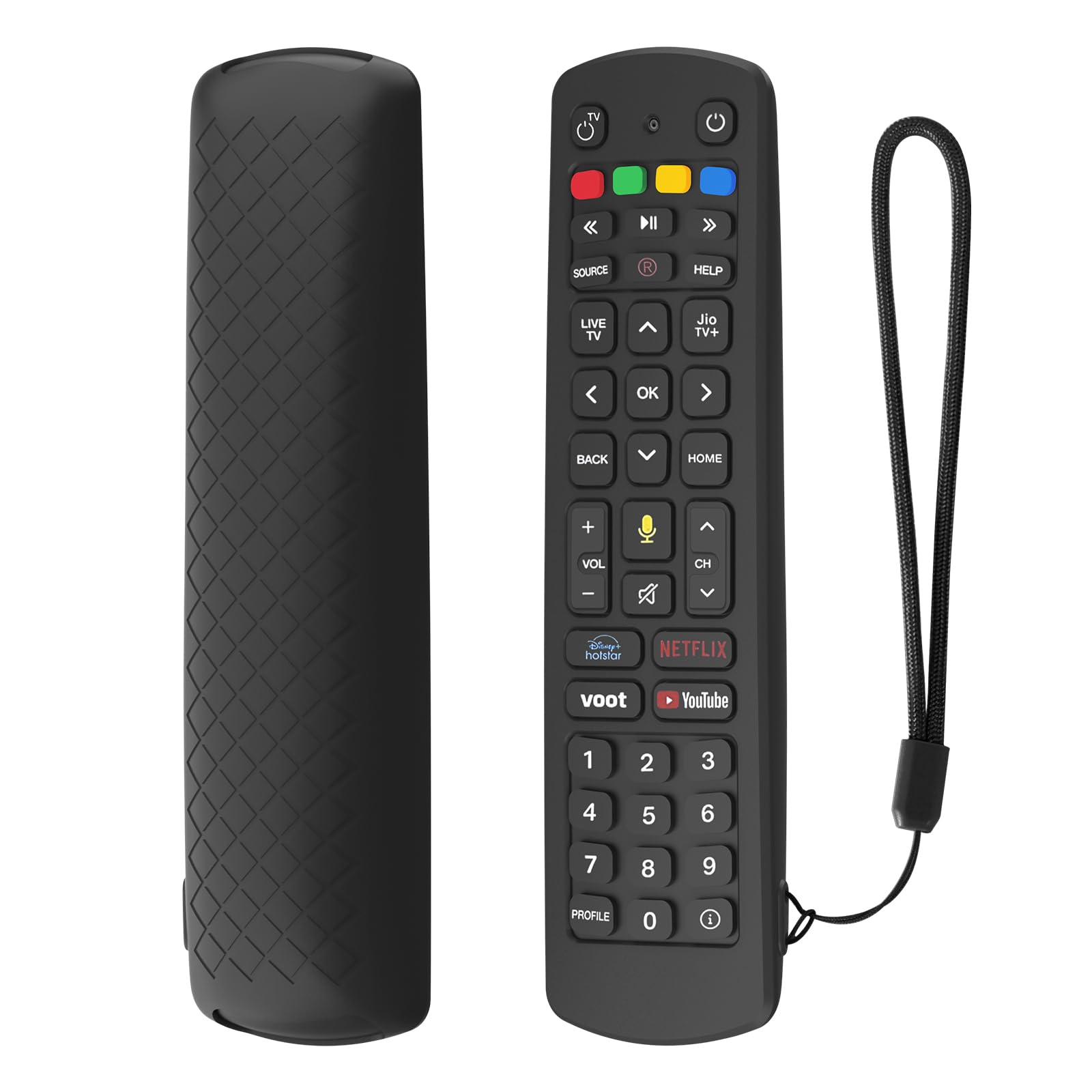 RAYA Silicone Cover Compatible with Jio Tv Set Top Box Remote Protective Case with Lanyard [ Remote NOT Included ] (Black)-image-25