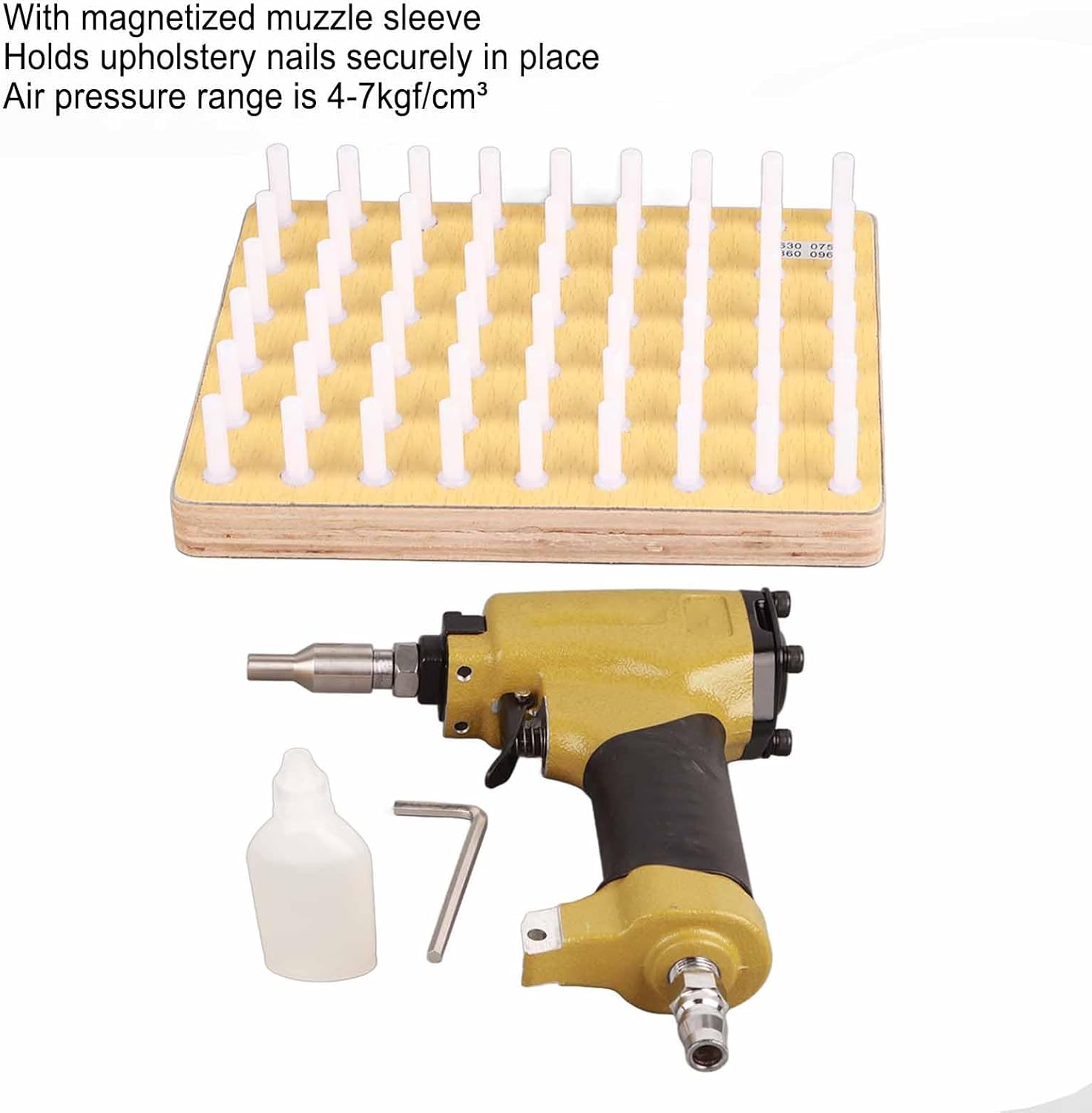 Fdit Pneumatic Thumbtack, Aluminum Alloy Air Power Decorative Nailer Trim Finish Pin Tool with Magnetic Sleeve for Upholstered Furniture Woodworking (0630)