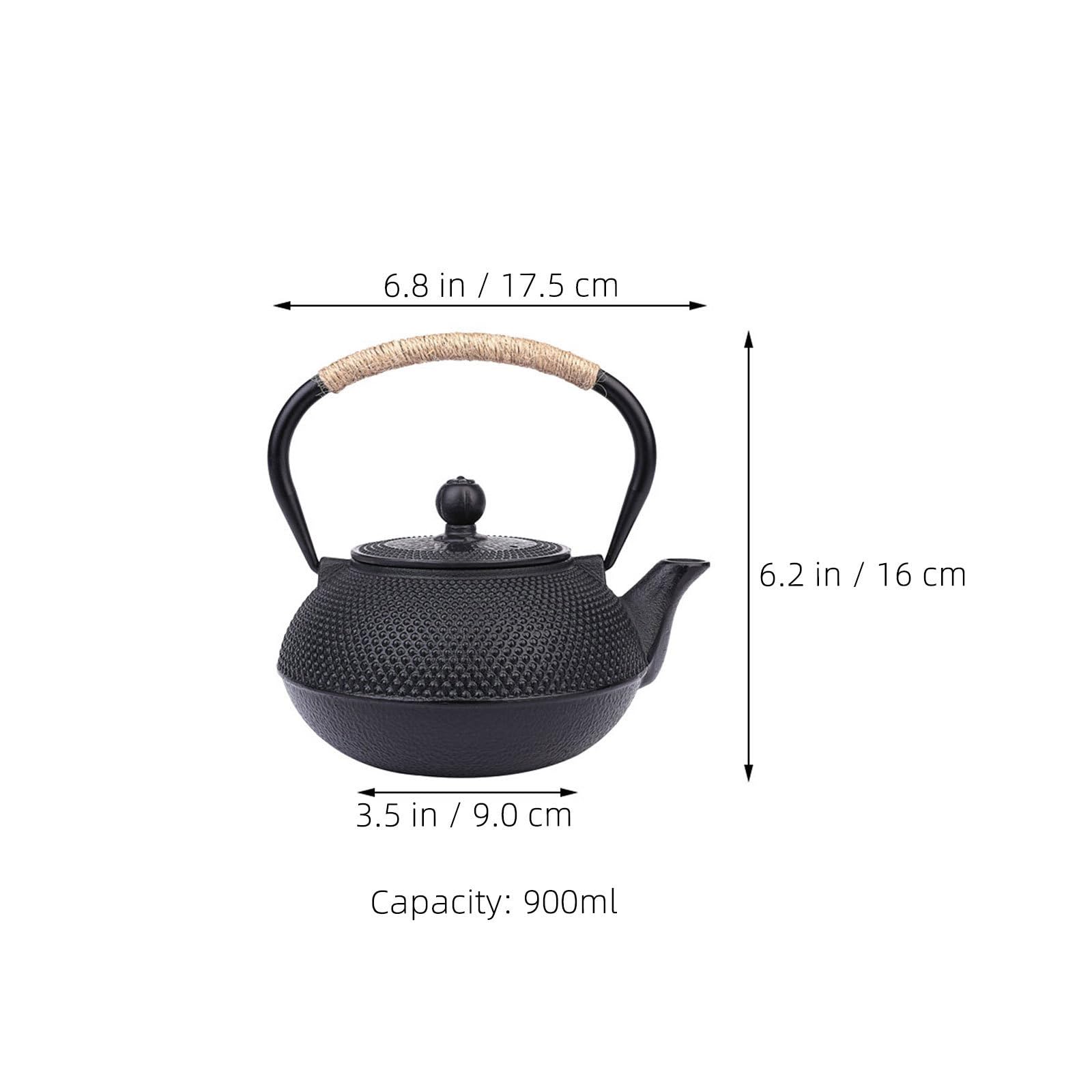 BETOOKY Tetera de Hierro Fundido Negra de 900 Ml con Infusor para Té Suelto, Superficie Interior Lisa, Diseño Clásico Japonés para Casas y Salas de Té