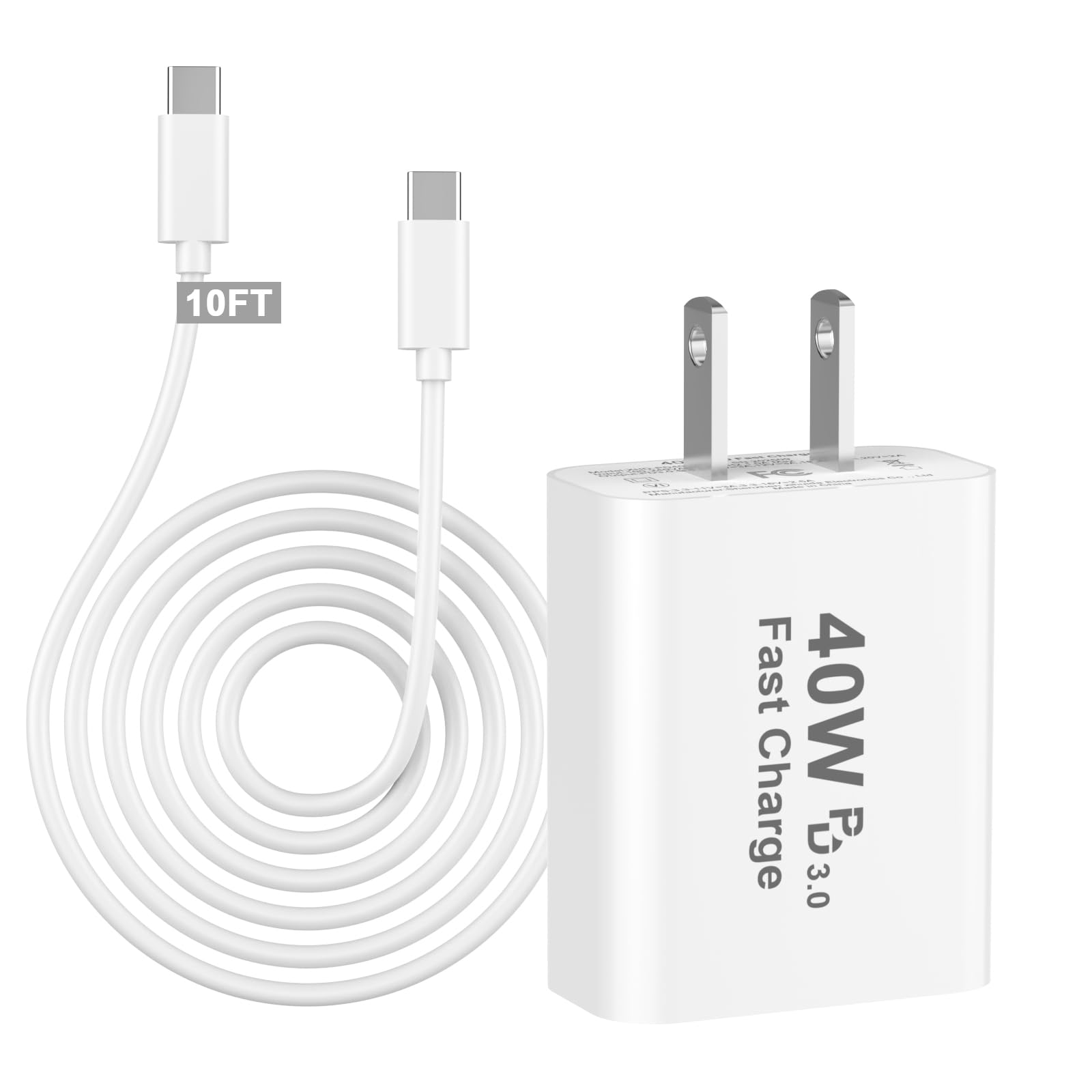 iPhone 17 Pro Max Charger Fast Charging Apple MFi Certified 40W USB C Fast Charger Block with 10FT