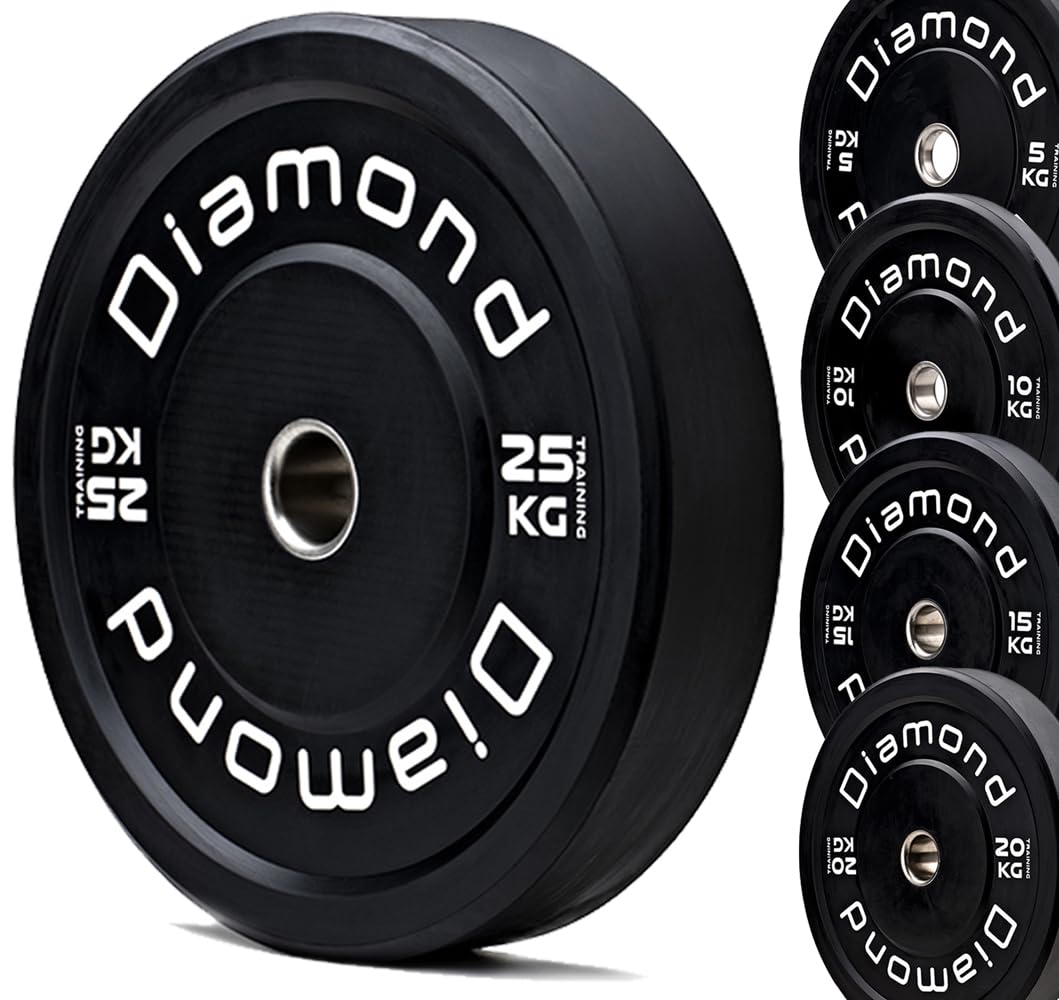 Disco Bumper Pro Diamond para Crossstraining y entrenamiento funcional | 100% goma sin olor | De 5 a 25 kg | Orificio Ø50 mm | Levantamiento de pesas y musculación | Individuales o Pares (1 x 25 kg)
