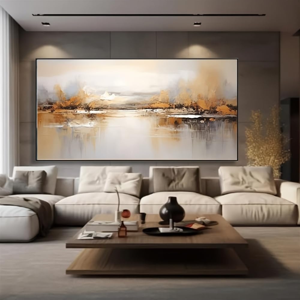 IHHGNB Abstract Canvas Wall Art Serene Landscape with Calm Waters Majestic Hills & Misty Mountains Frameless Wall Decor Prints(20x40cm(8x16in)/No frame)
