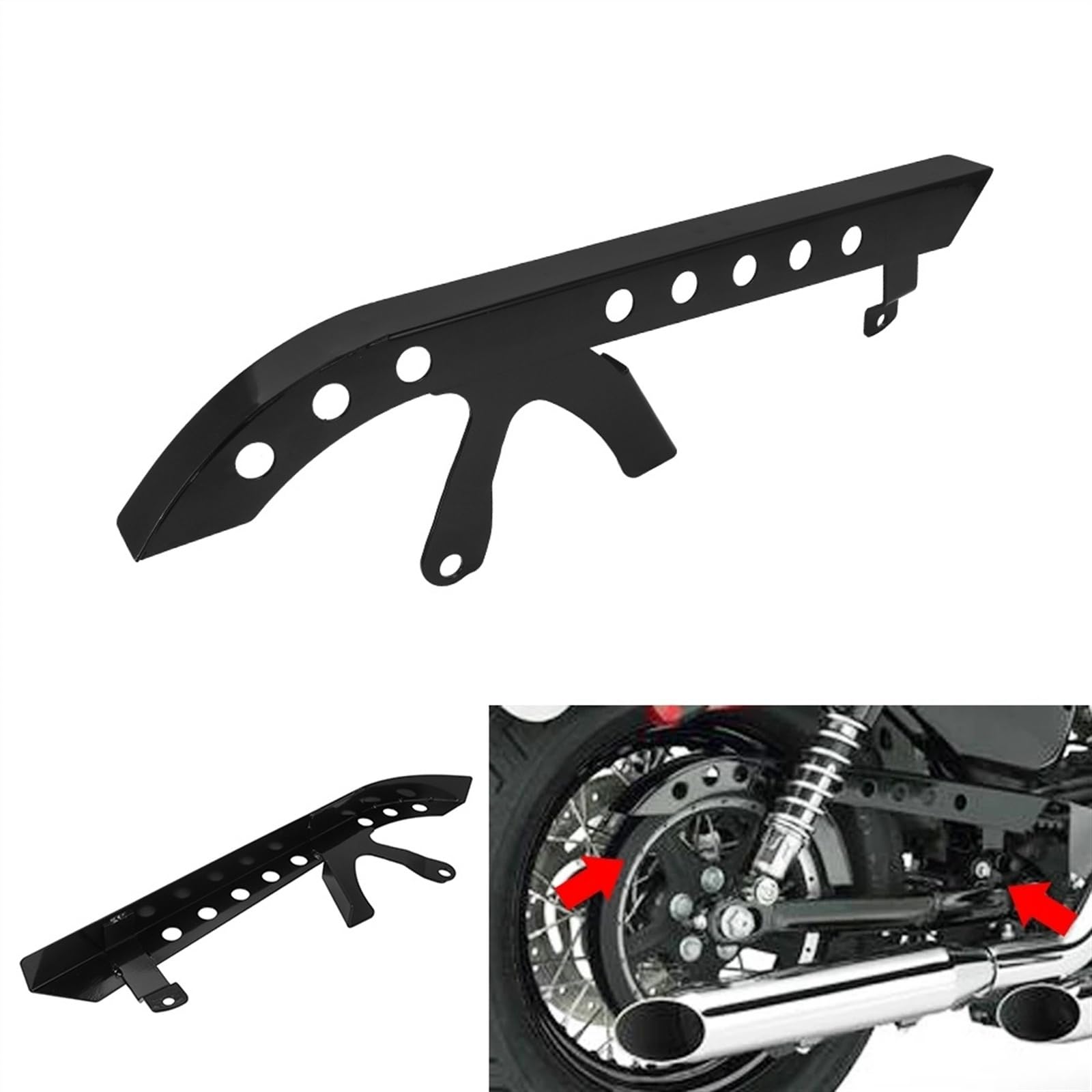 Generisch Riemenscheibenschutz for hinten, for Motorräder, schwarze Antriebsscheibenabdeckung, kompatibel mit Harley Sportster XL 883 1200 48 72 SuperLow Nightster 2004–2018