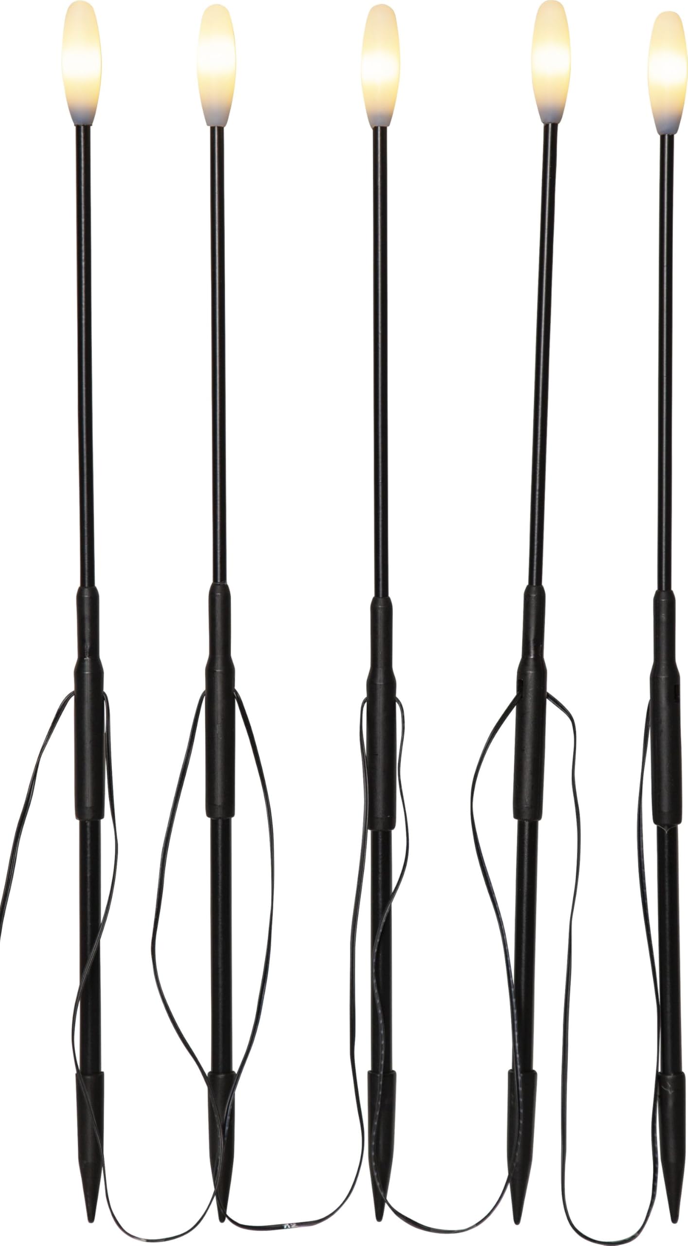 Star Trading LED Gartenstecker Milky warmweiß – 5er Set Lichterdeko Outdoor, Dekostäbe Schwarz-Weiß, ca. 50 cm, 5 m Zuleitung, inkl. Trafo