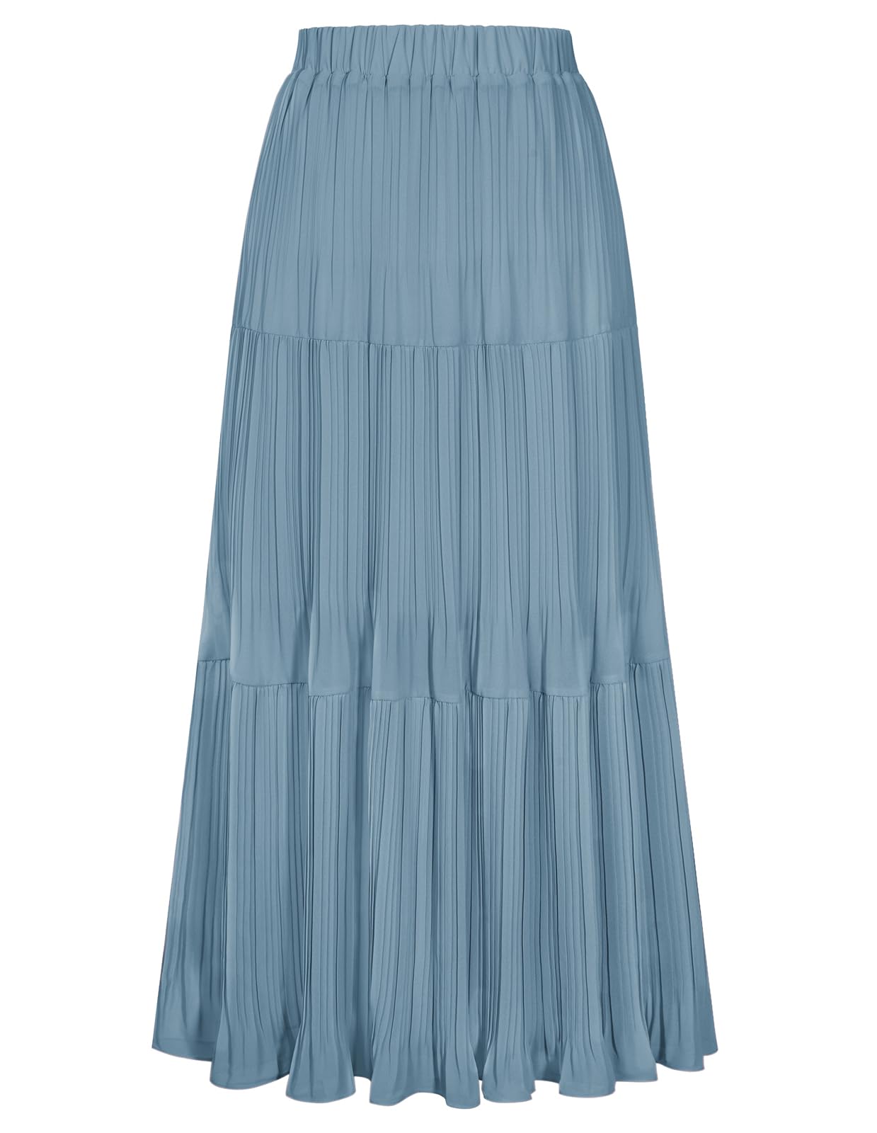 Kate Kasin Donna A-Line Increspature Maxi Gonna Elastico A Vita Alta Gonne Leggero Chiffon Fluente Primavera Estate Sci Vestito