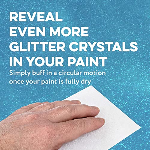 [4 Pack] 3.5Oz Silver Glitter Paint Additive & Paint Buffing Pads To Make Your Room Shine - Shimmering Paint Glitter Additive For Walls,Ceilings & Grout - Large Pad For Enhancing Glitter #TOP3