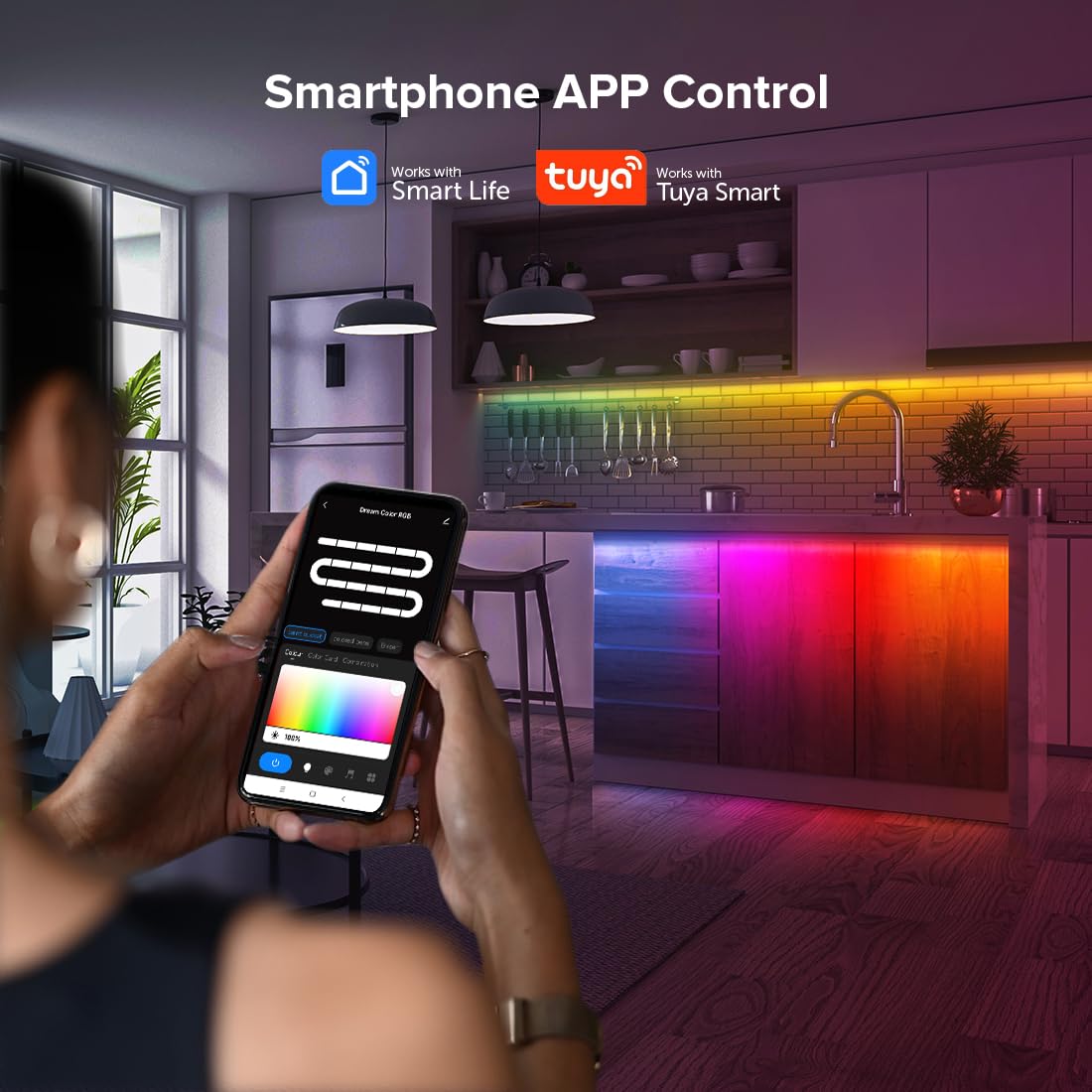 FCOB 2.4G WiFi SPI DR03W RGB Controlador LED RC03RFB RF Mando a Distancia Kit Soporte Tuya APP Smart Life APP Alexa Google Home para WS2811 WS2812 WS2813 WS2815 etc COB SMD Direccionable RGB Tiras LED
