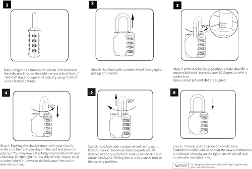 Miniatura 3 de Vervida Candado de combinación reiniciable, paquete de 2 candados combinados de 4 dígitos impermeables para exteriores para casillero de gimnasio